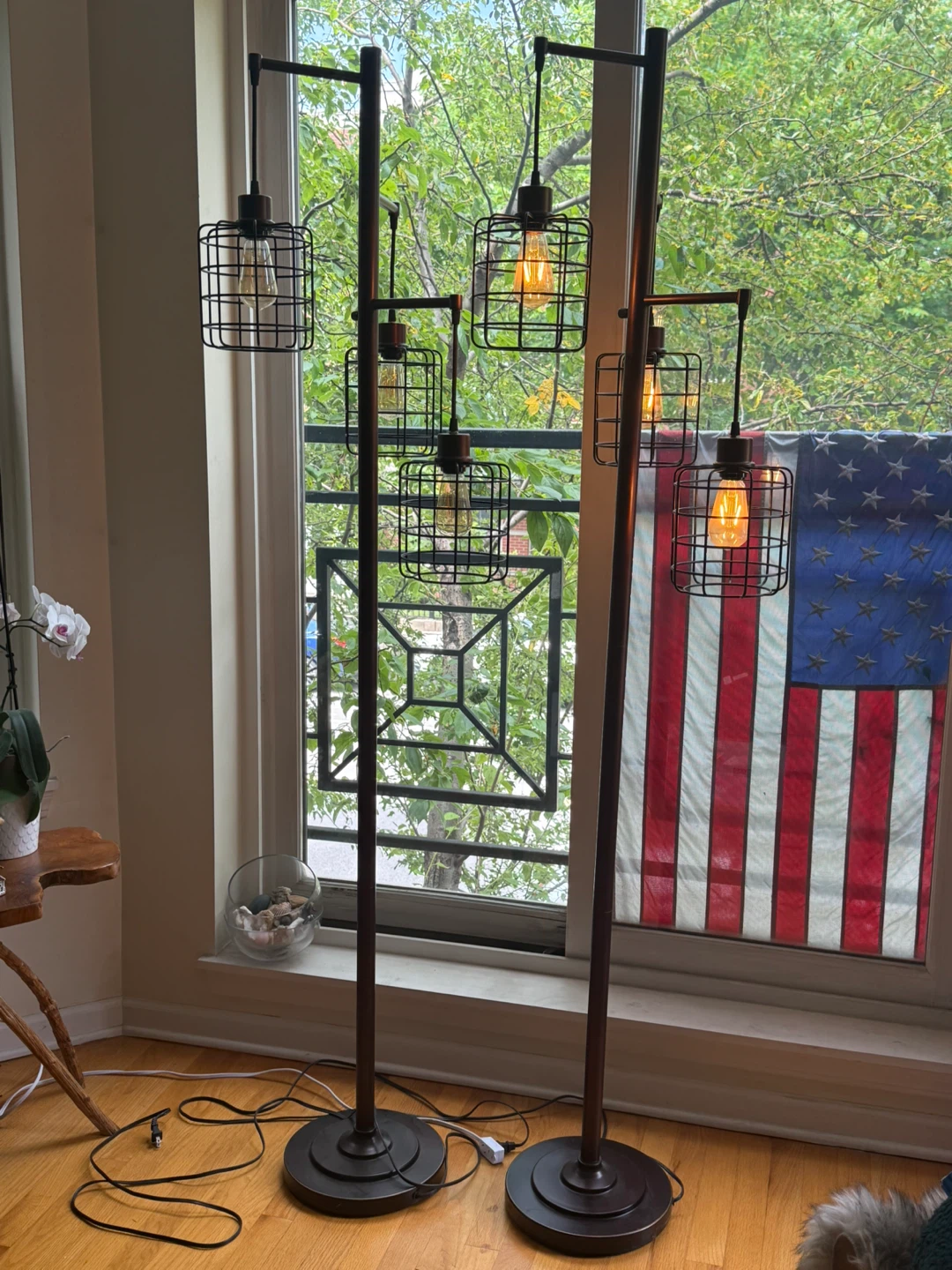 Industrial Cage Floor Lamp Set of 2