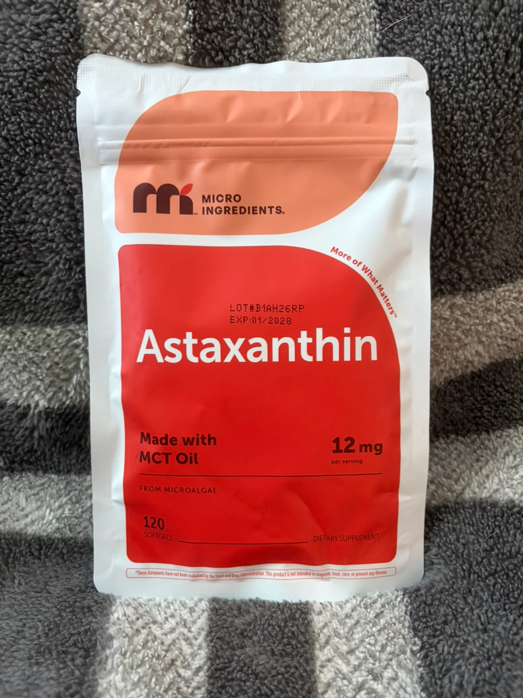 New! Micro Ingredients Astaxanthin 12mg Softgels with MCT Oil