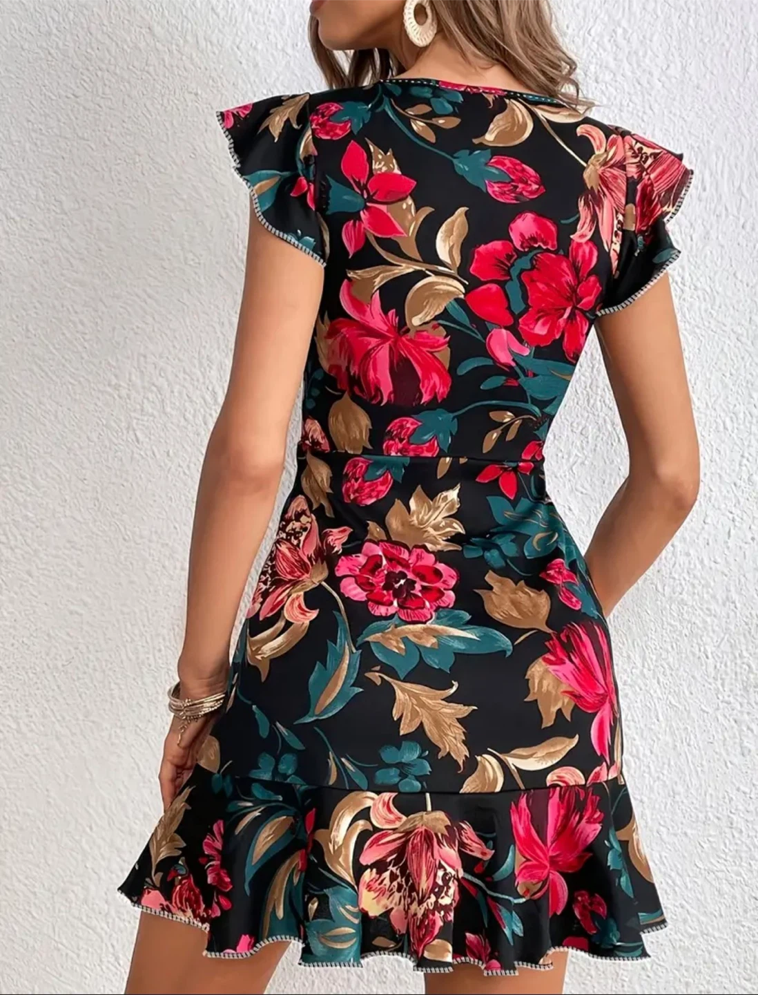 Floral Print Ruffle Sleeve Dress - photo 3
