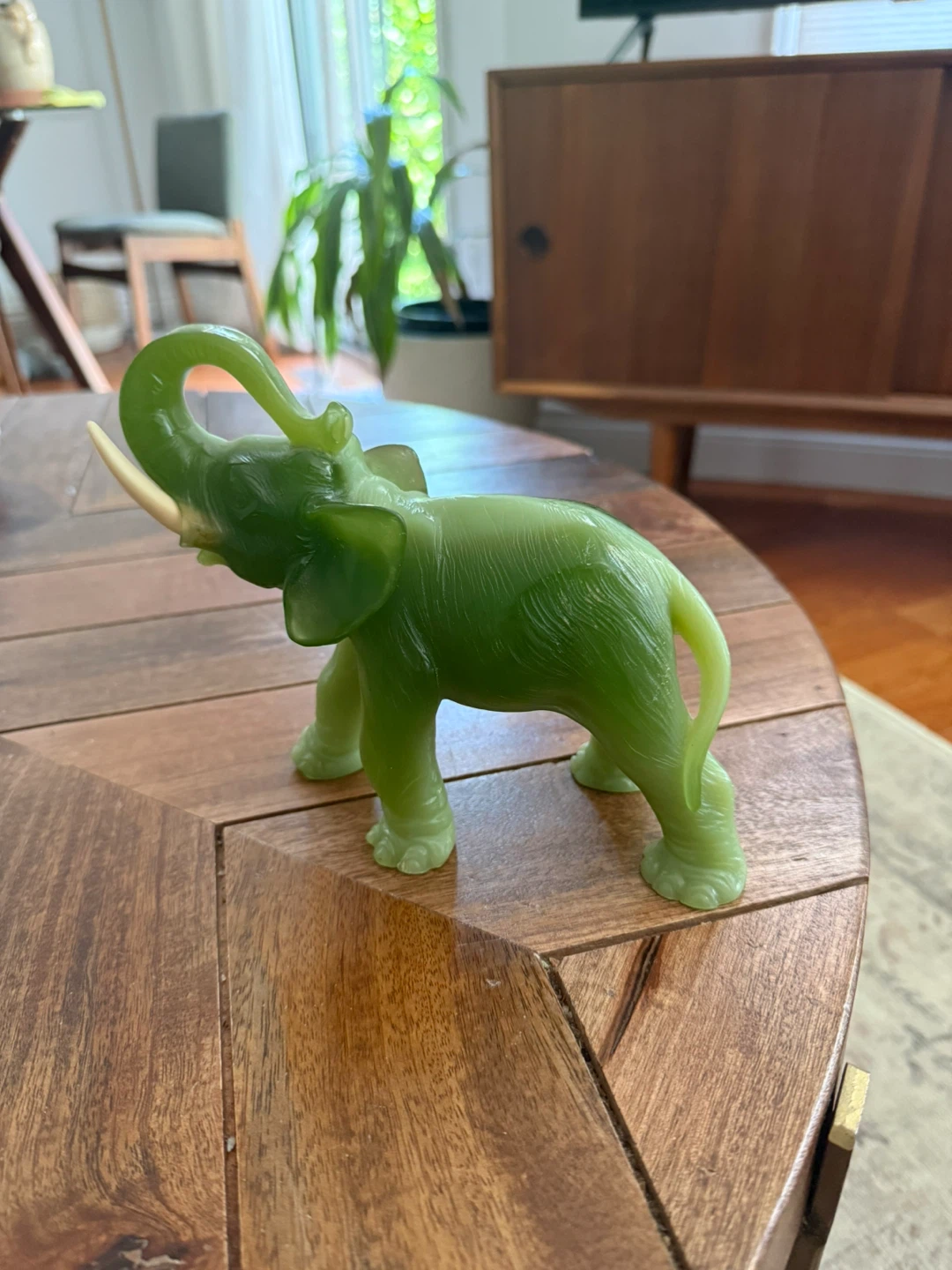 Green Elephant Figurine