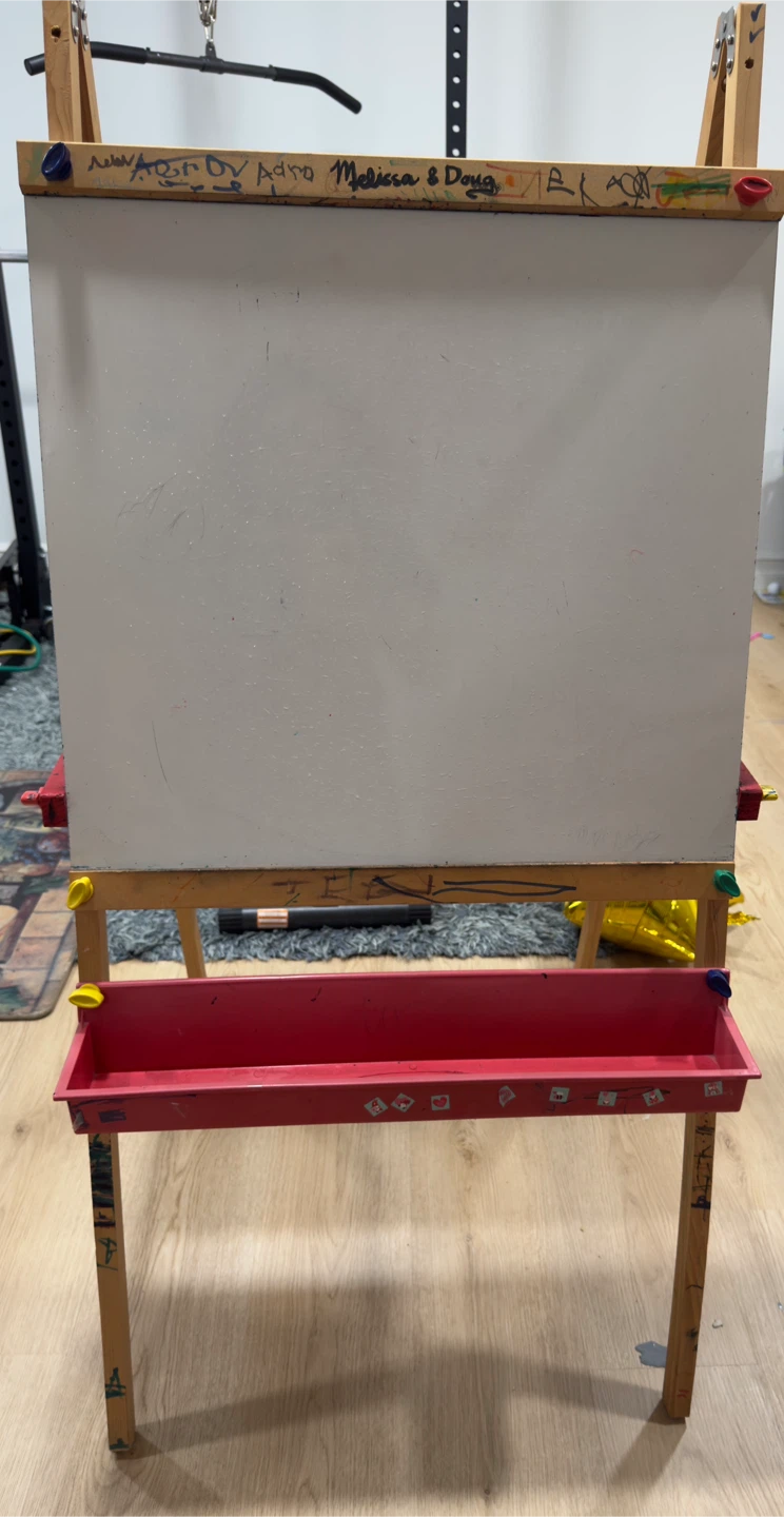 Kids Art Easel with Chalkboard and Dry Erase Board