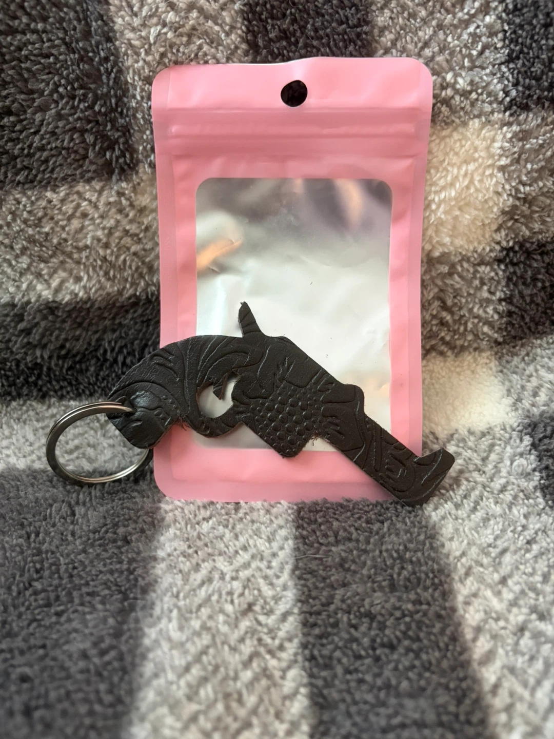 Black Leather Keychain - photo 2