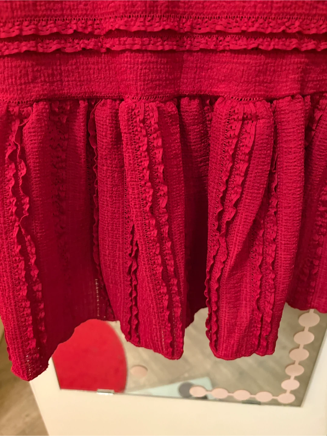 Women's Red Smocked Ruffle Mini Dress - photo 5