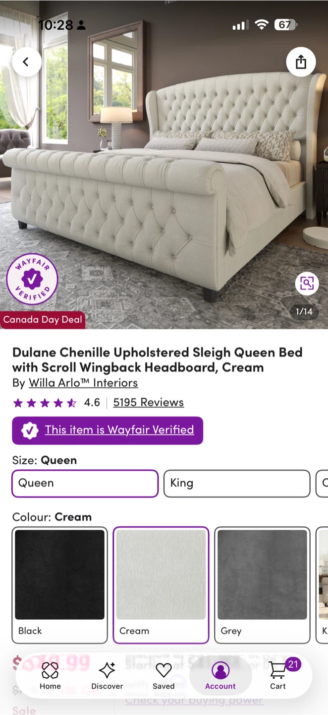 Willa Arlo Dulane Chenille Upholstered Queen Bed - photo 2
