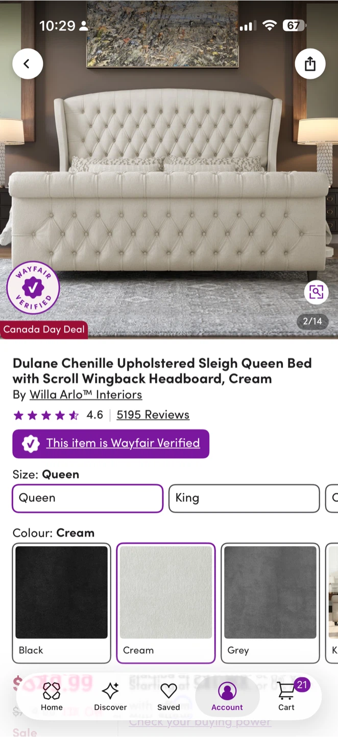 Willa Arlo Dulane Chenille Upholstered Queen Bed - photo 3