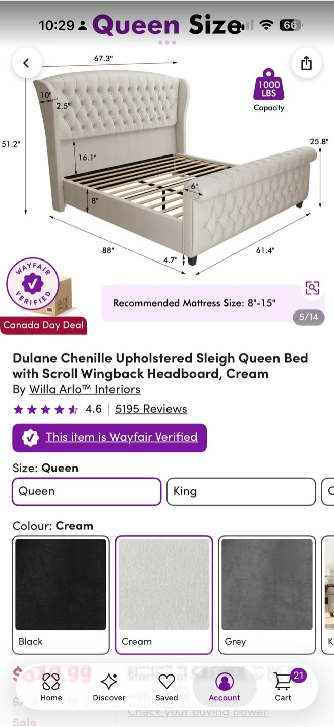 Willa Arlo Dulane Chenille Upholstered Queen Bed - photo 4