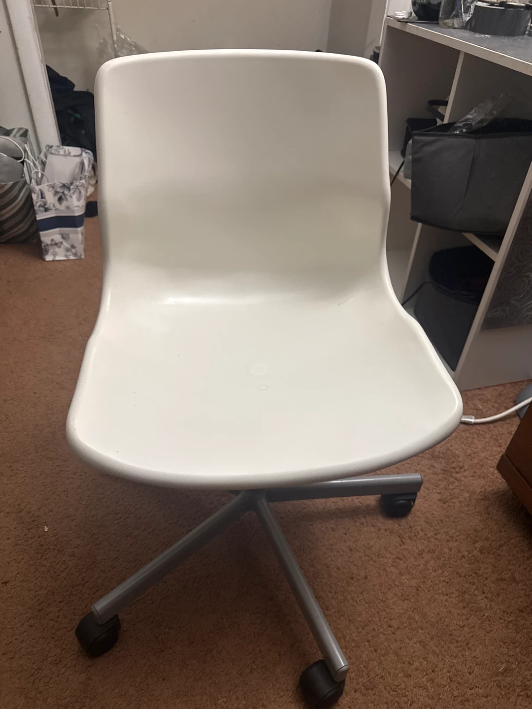 White Office Chair with Wheels