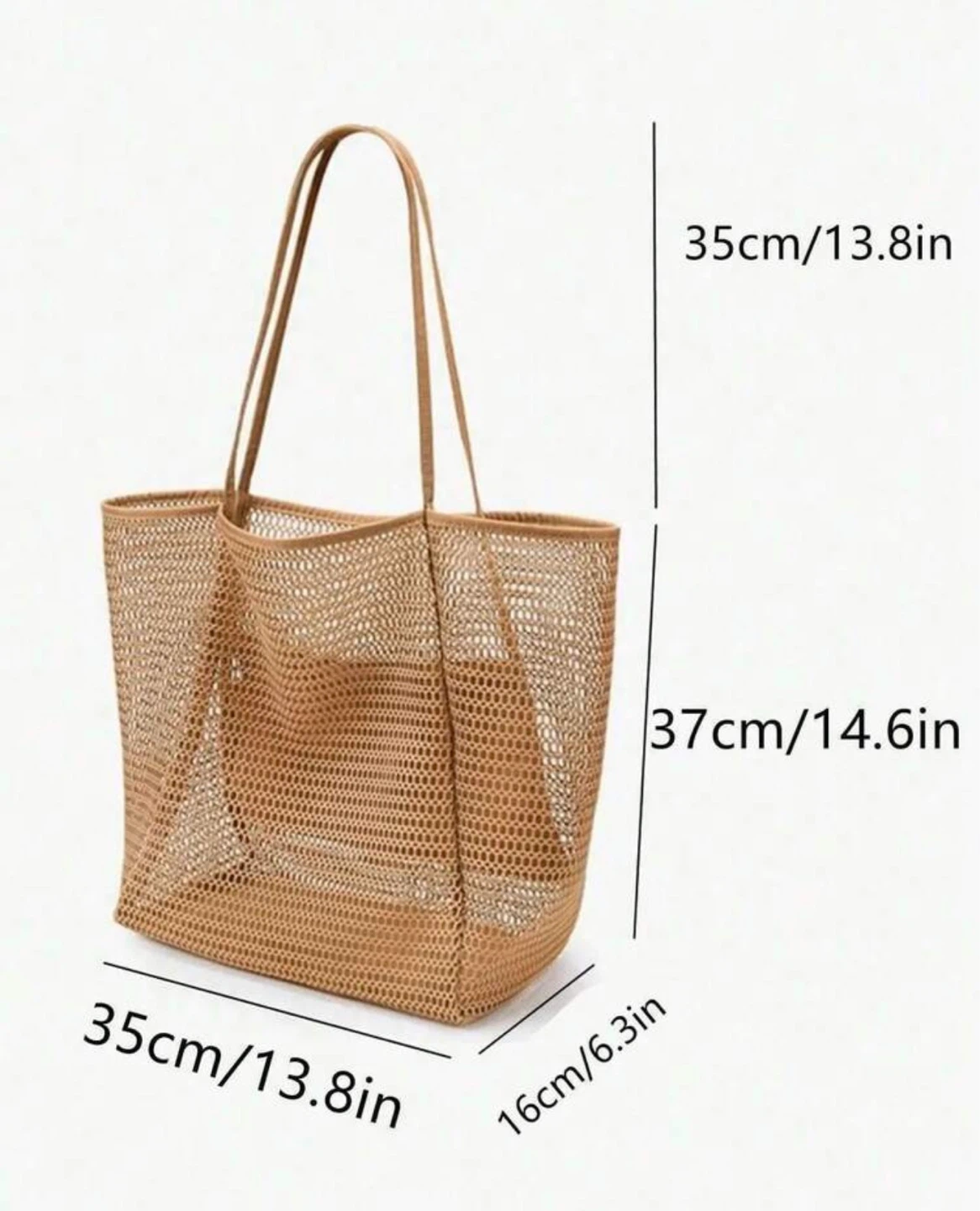 Khaki Mesh Beach Tote Bag - photo 4