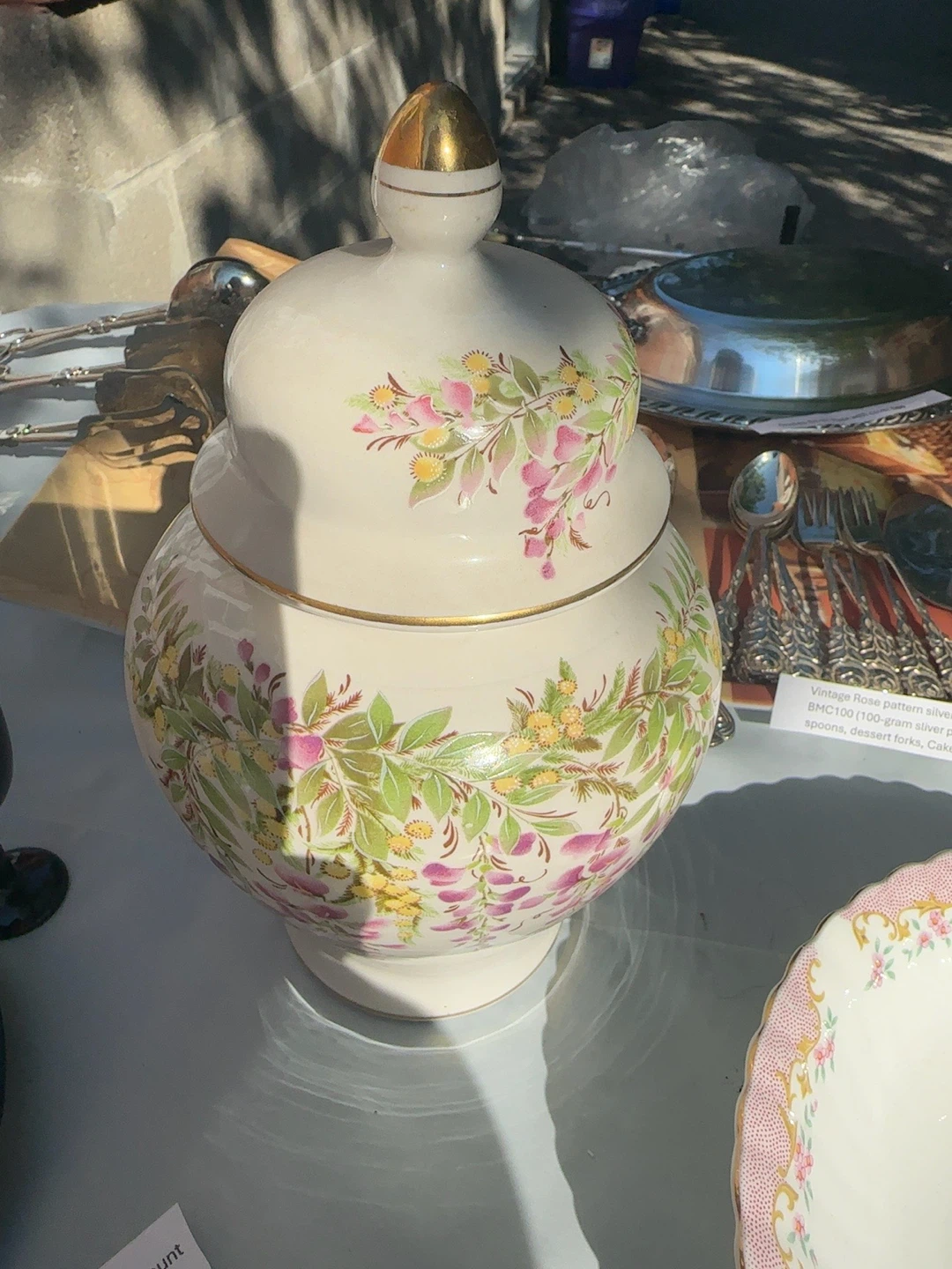 Vintage Lidded Jar with Floral Design