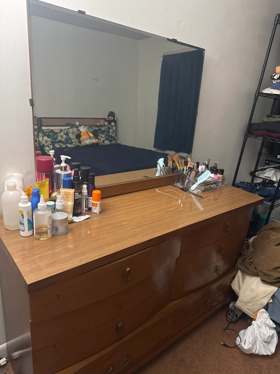Vintage Wooden Dresser with Mirror