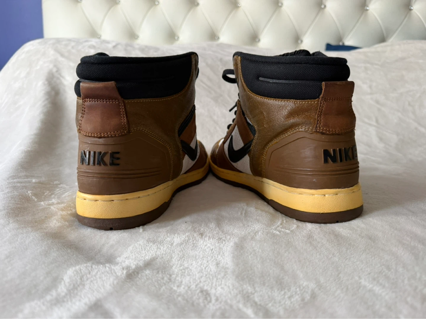 Nike Air High Top Sneakers Brown White - photo 2