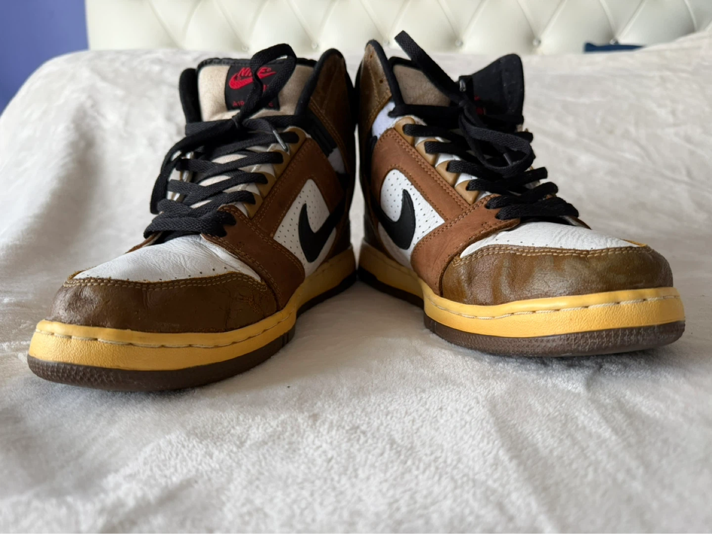 Nike Air High Top Sneakers Brown White - photo 3