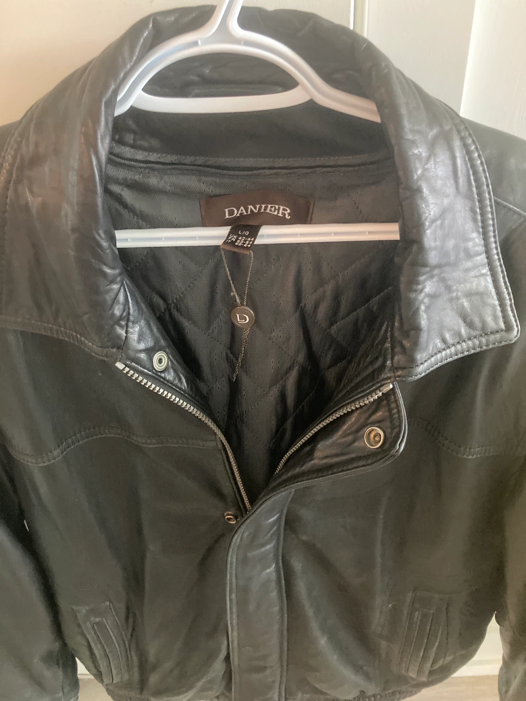DANIER  Black Leather Bomber Jacket