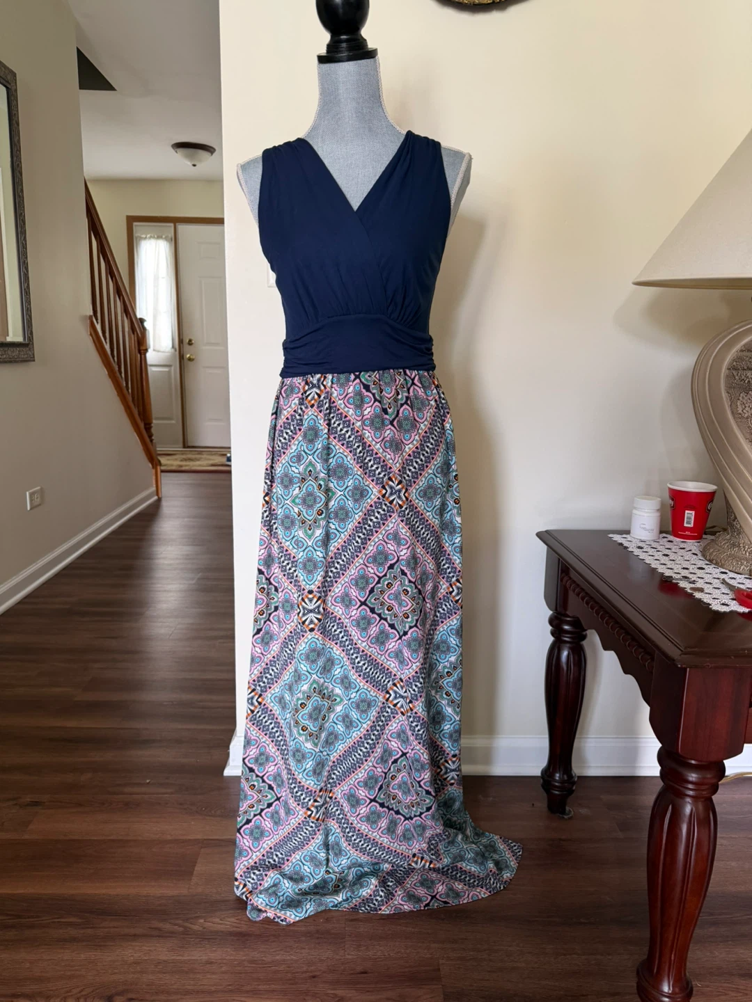 GILLI USA Navy Blue & Patterned Maxi Dress