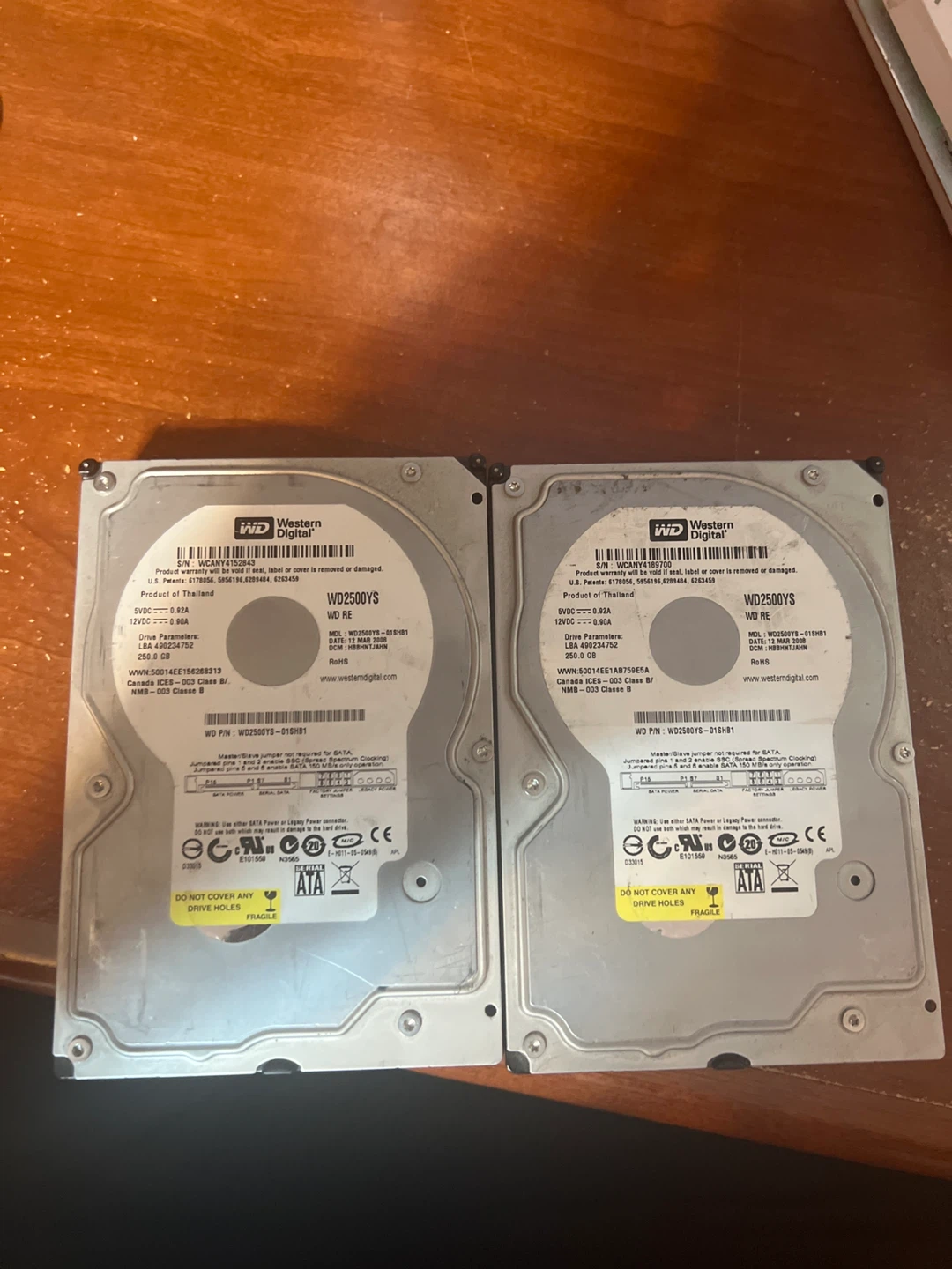 2x Western Digital WD2500YS 250GB Hard Drives