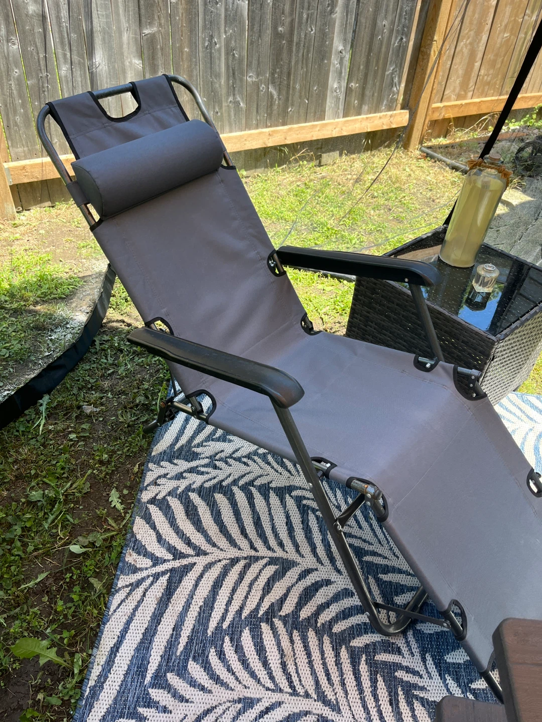 Grey Folding Lounger Chair