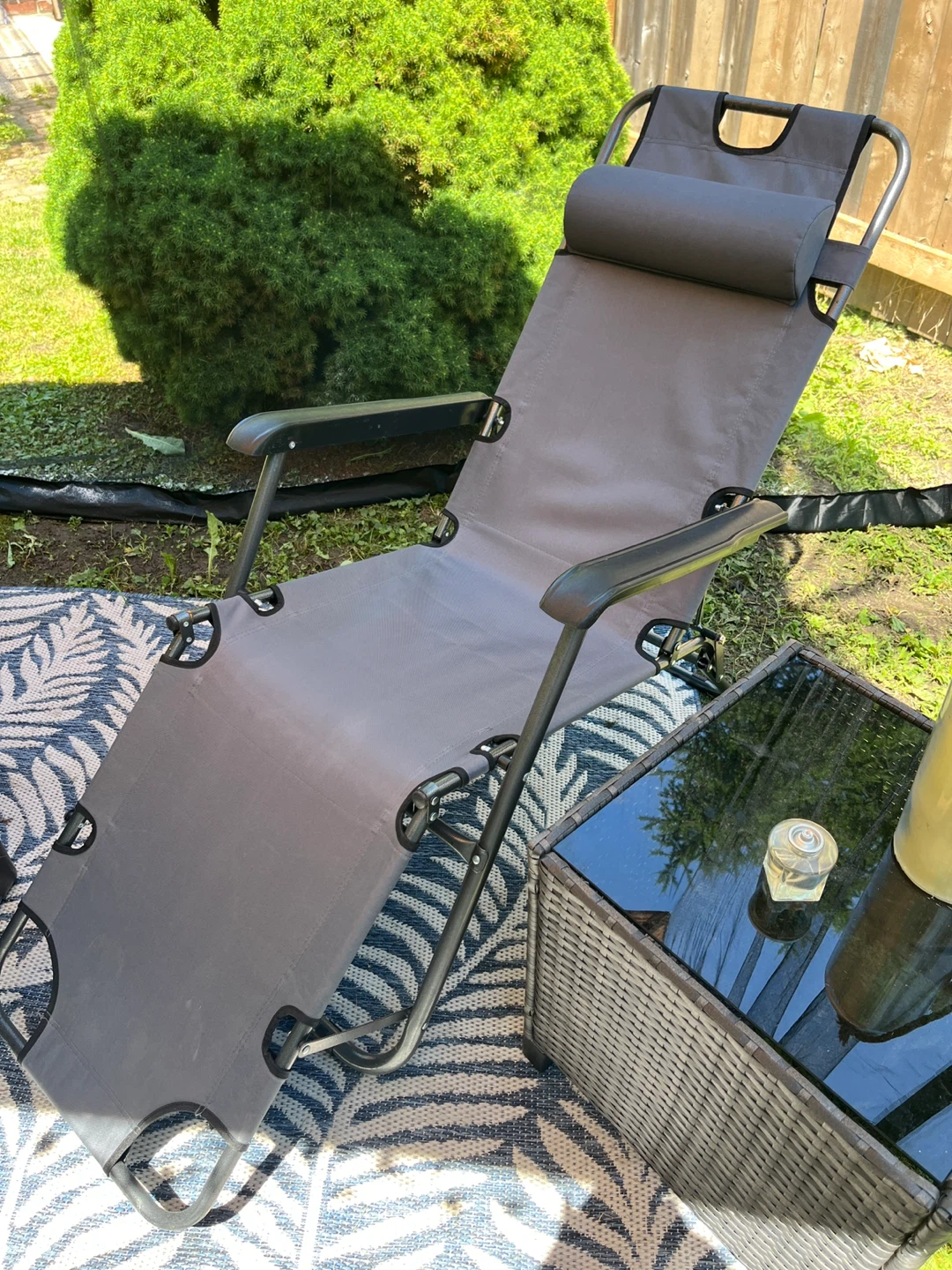 Grey Folding Lounger Chair - photo 2