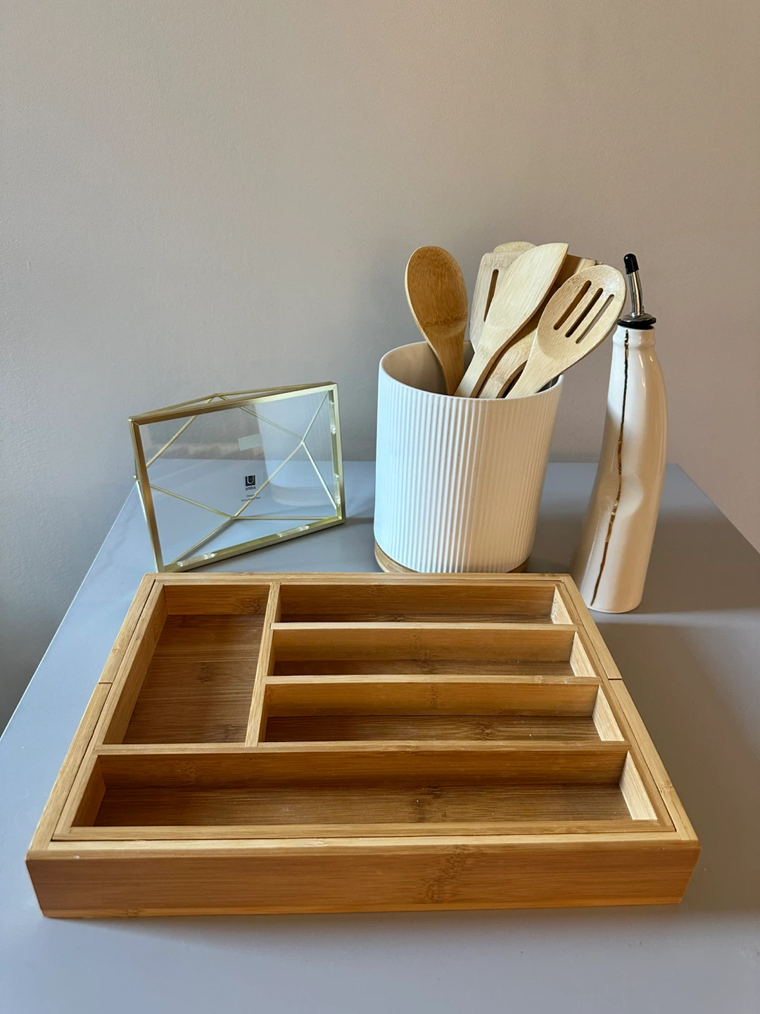 Bamboo Organizer, Kitchen Utensils, Oil Dispenser & More