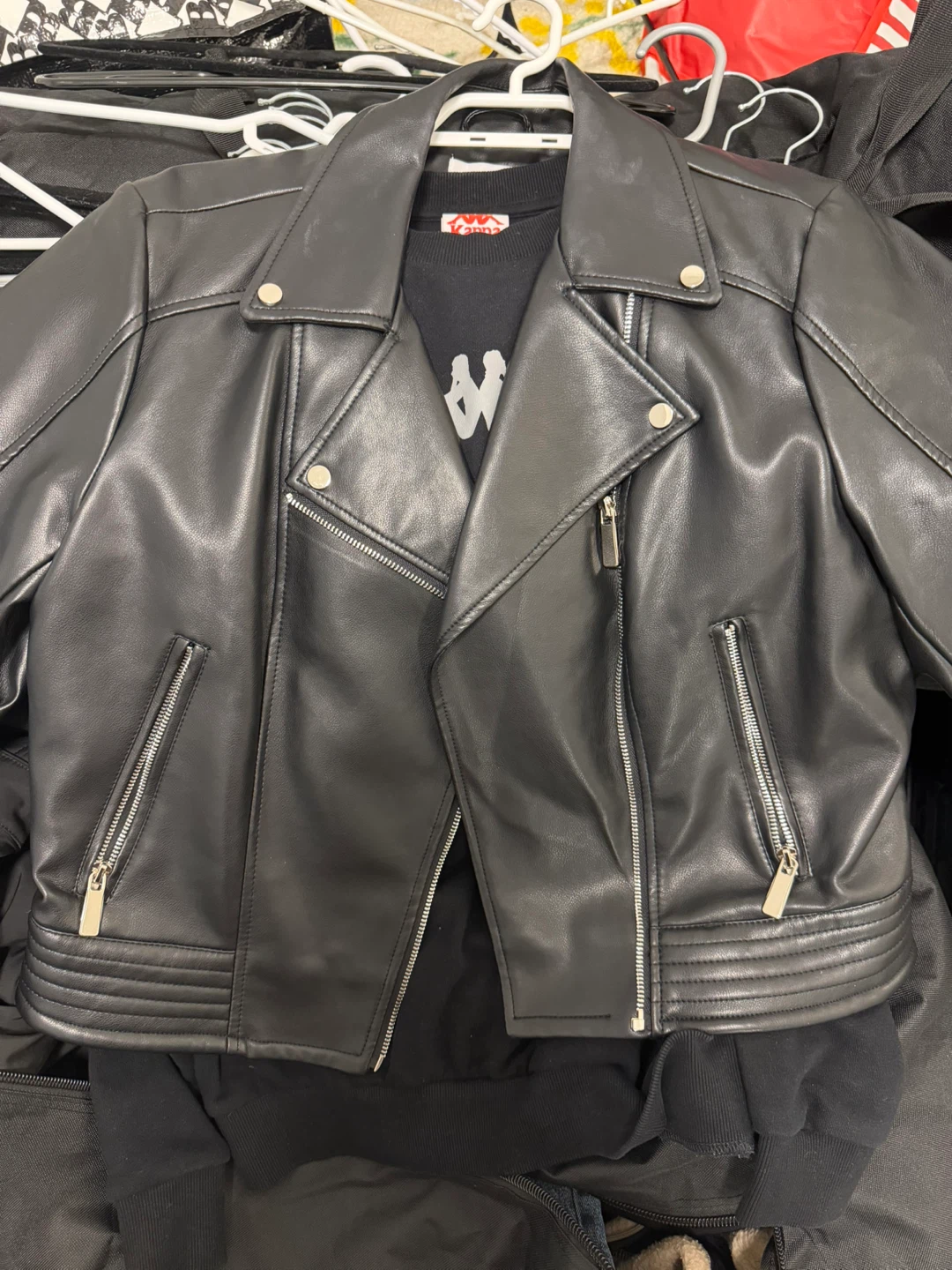 Suzy Shier Black Faux Leather Moto Jacket