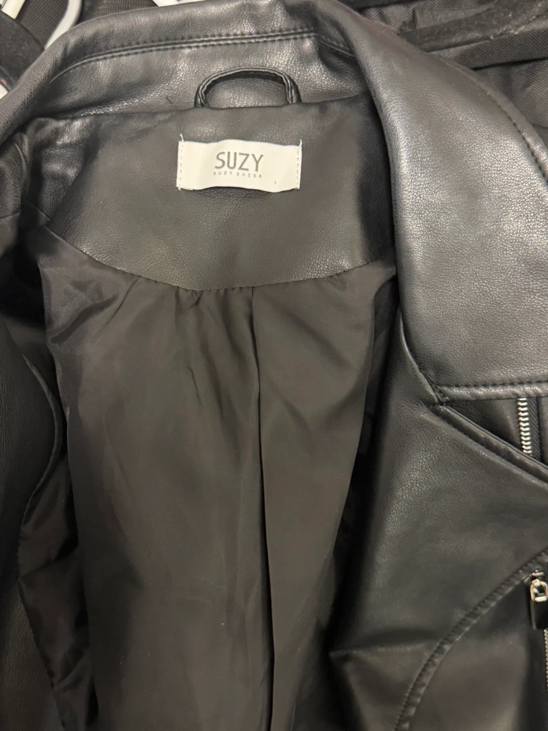 Suzy Shier Black Faux Leather Moto Jacket - photo 2