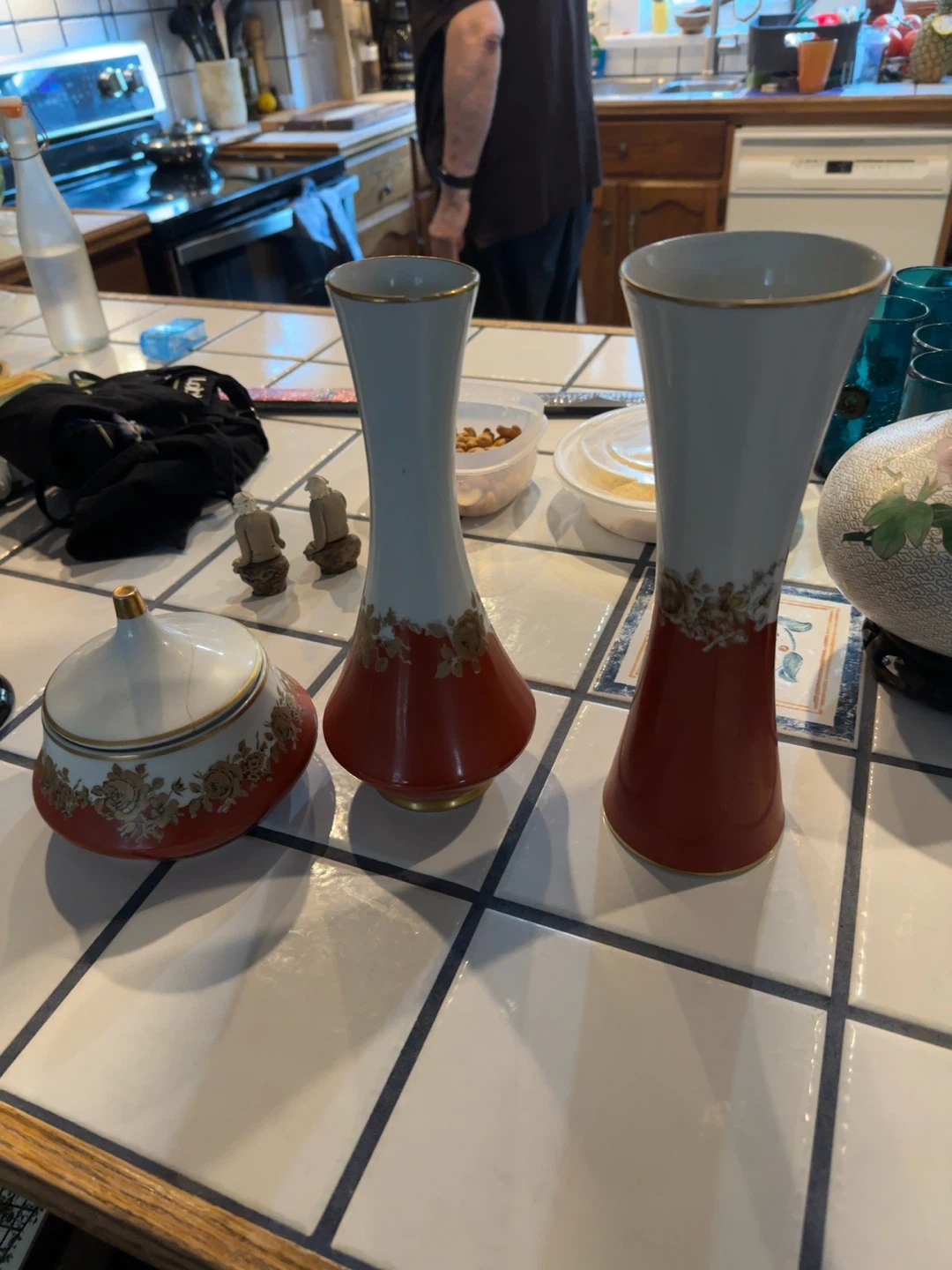 Bavaria Waldershof Handarbeit Vase Set