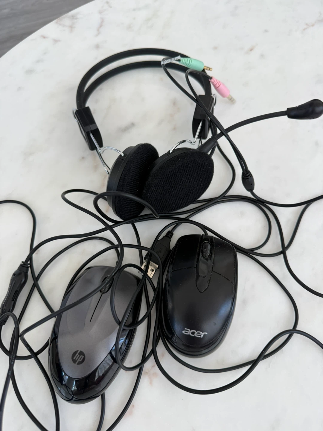 Headset with Microphone and Two Mice (HP and Acer)