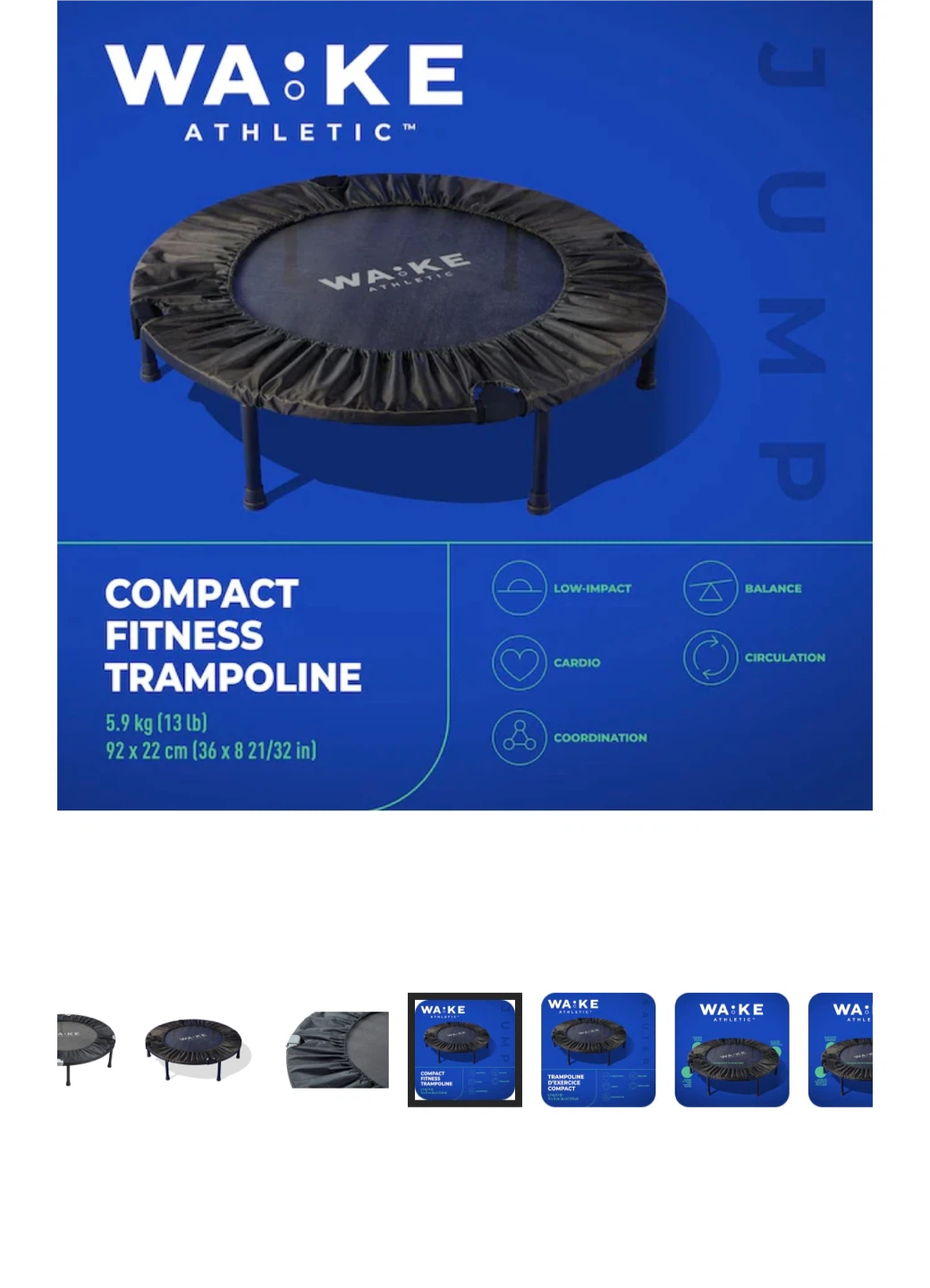 WA:KE Athletic Miniature Foldable Core Trampoline/Rebounder - photo 3
