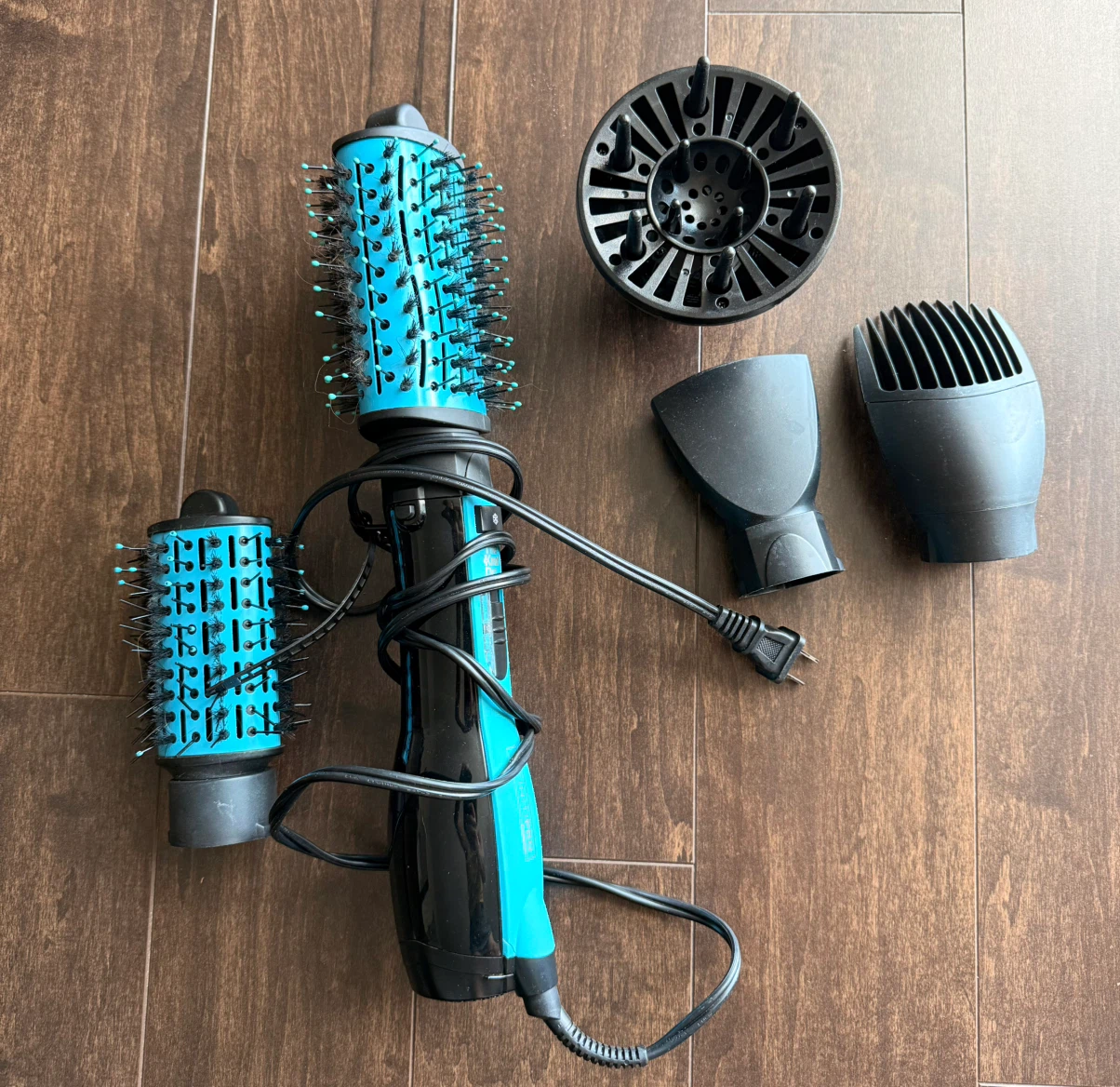 Blue and Black Hair Dryer Set with Attachments