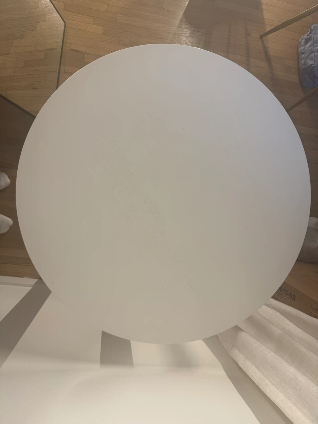 Round White Top Side Table with Wooden Base - photo 5