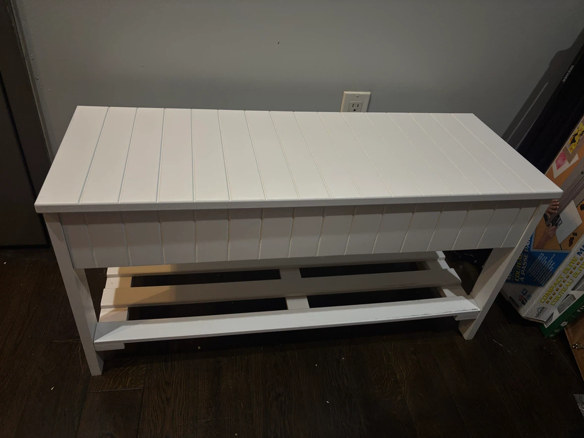 White Storage Bench with Lift-Top