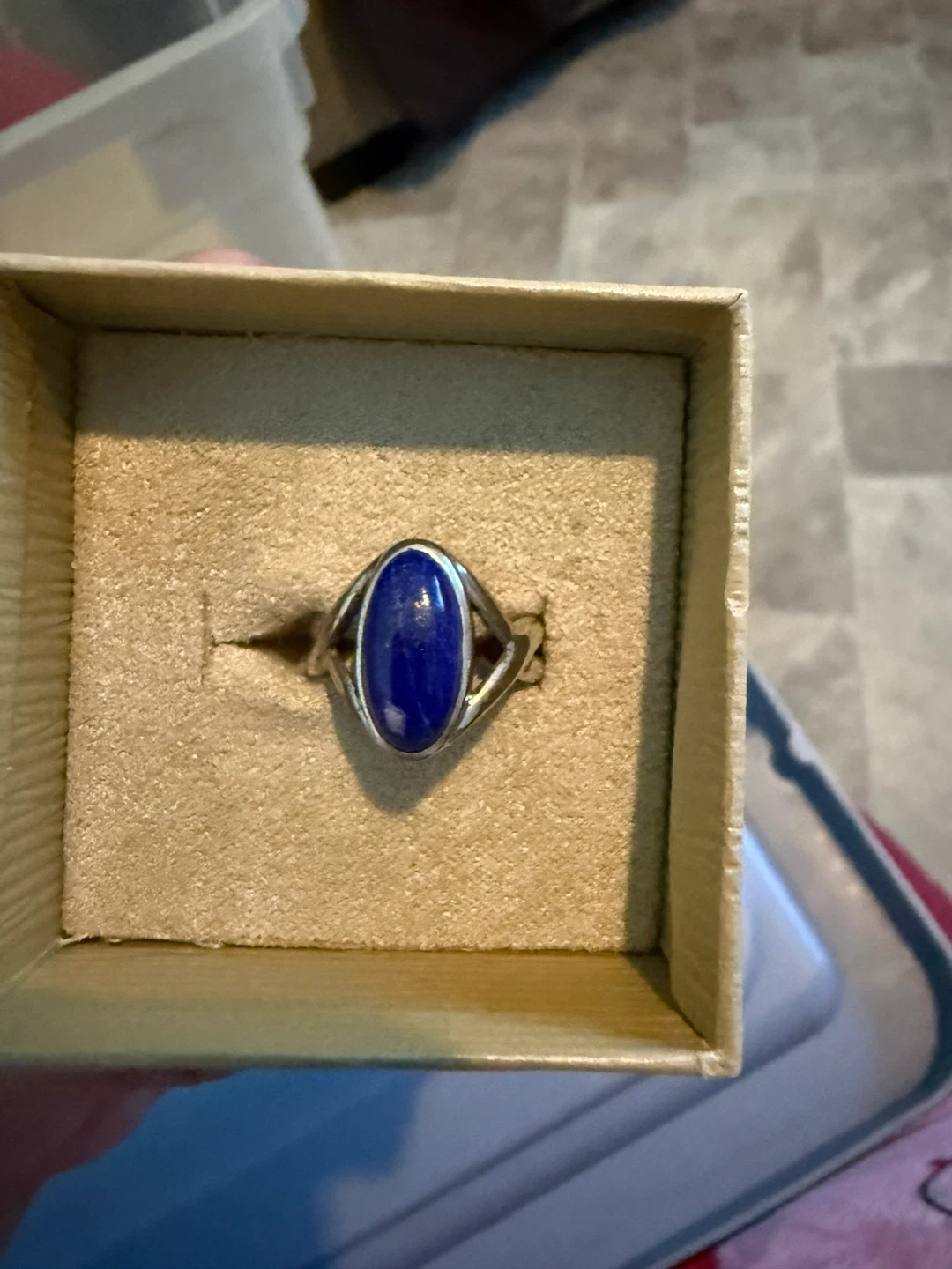 Silver Oval Lapis Lazuli Ring in Box - photo 3