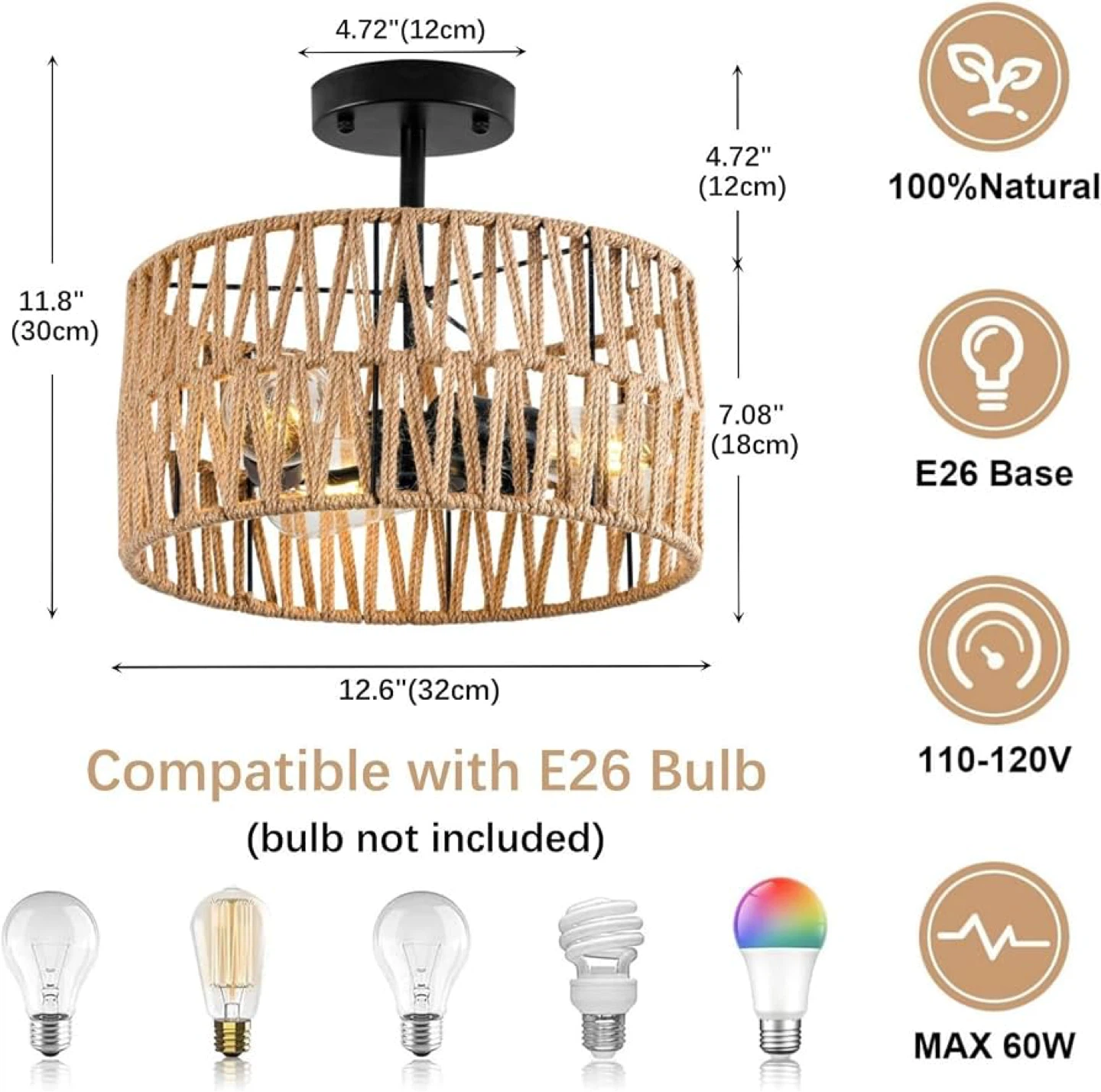 Boho Flush Mount Ceiling Light Fixture - BNIB - photo 2