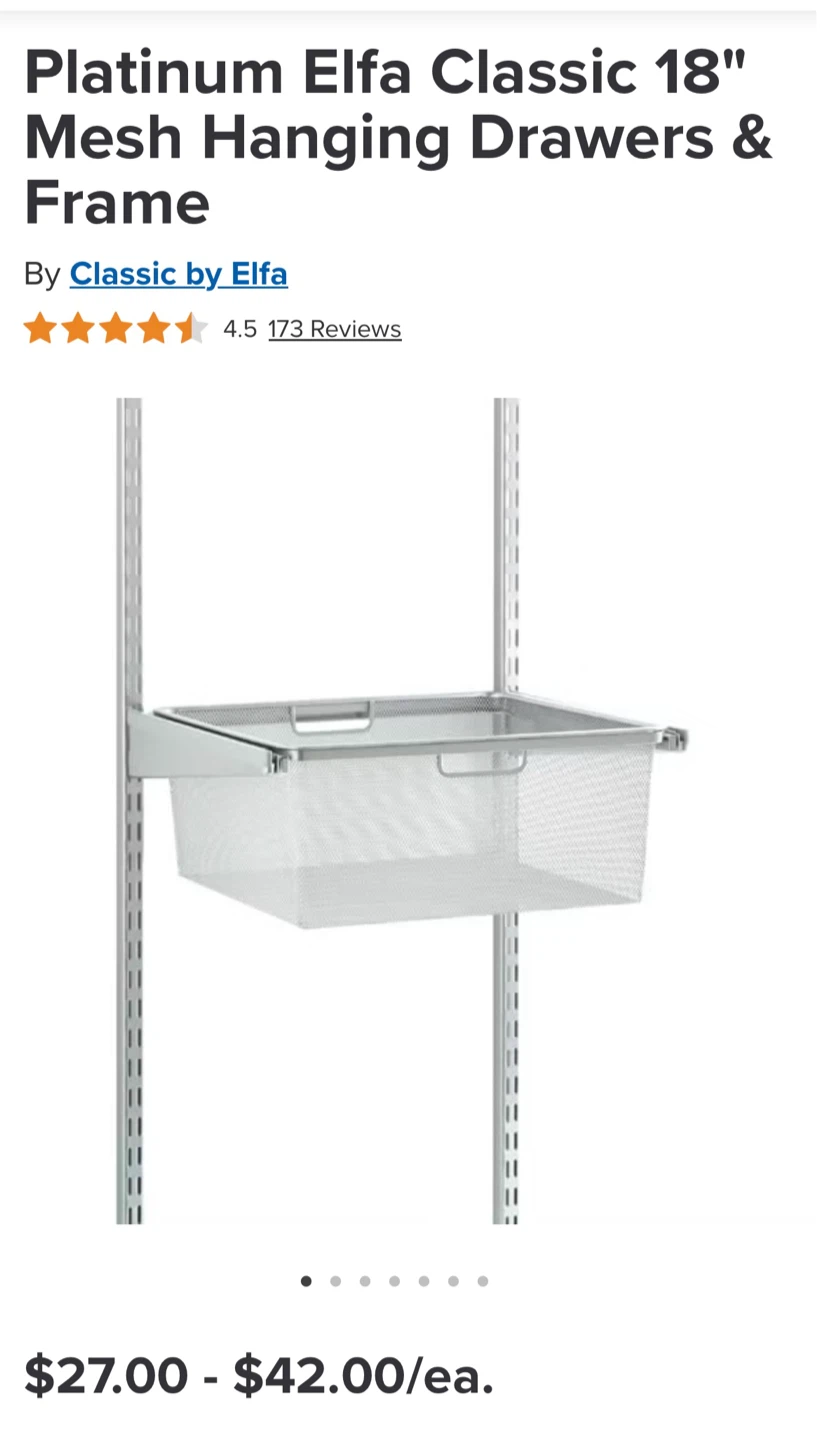 Elfa Platinum Mesh Drawer & Shoe Components - photo 3