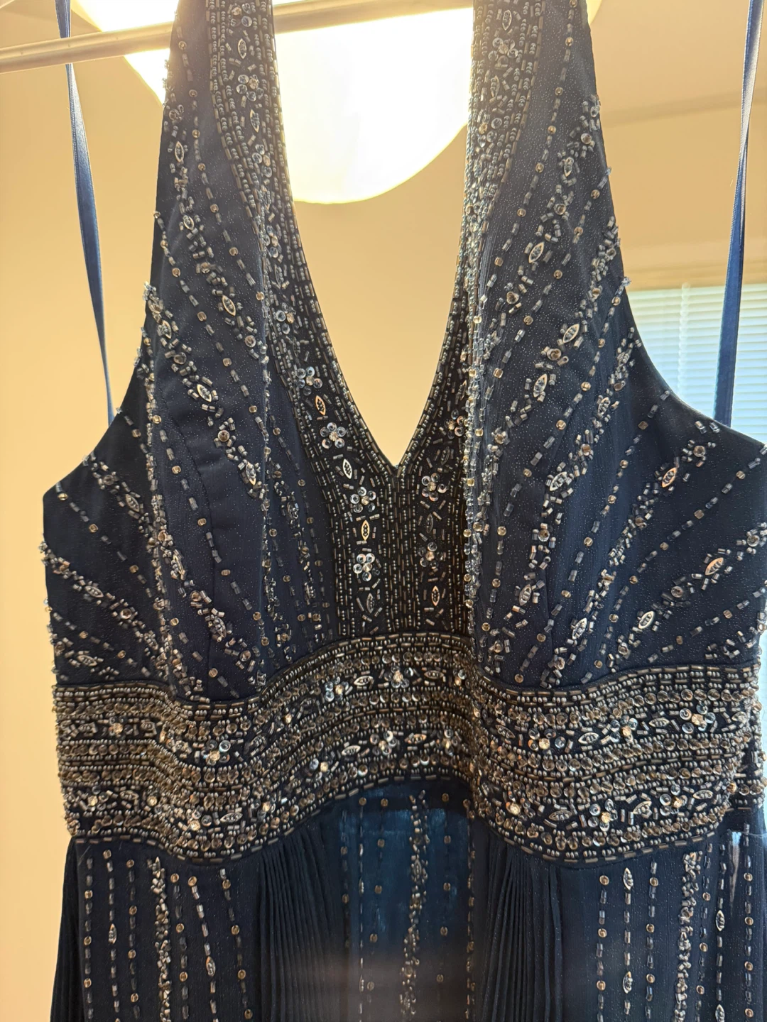 Navy Beaded Halter Neck Dress - photo 2