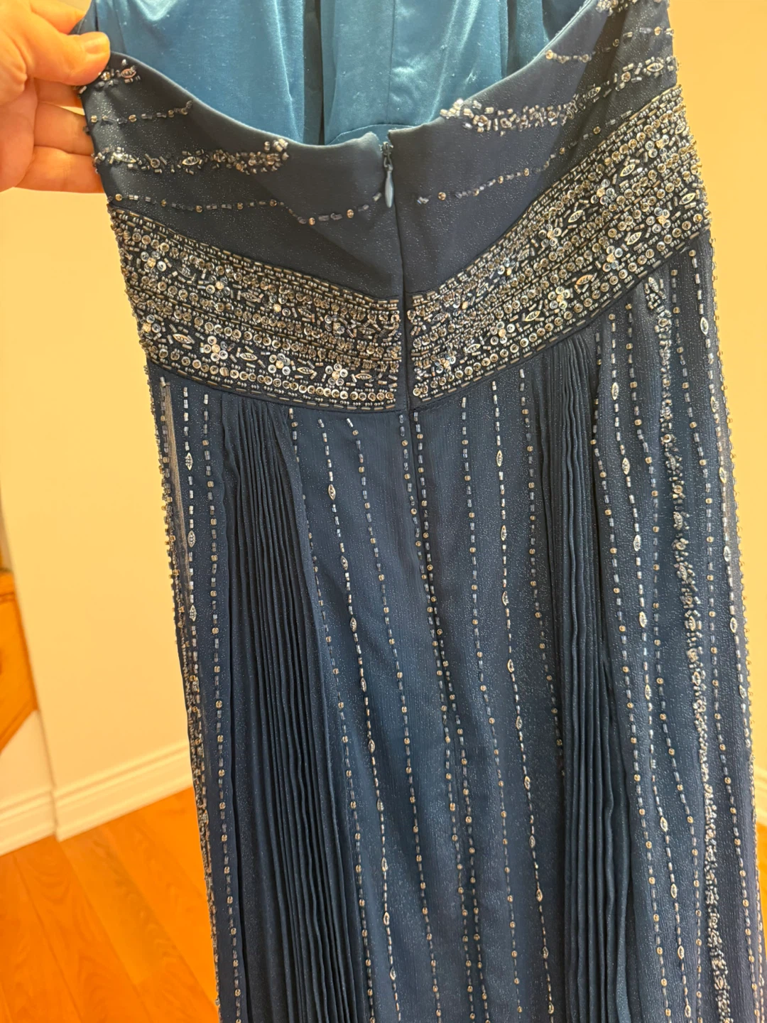 Navy Beaded Halter Neck Dress - photo 4