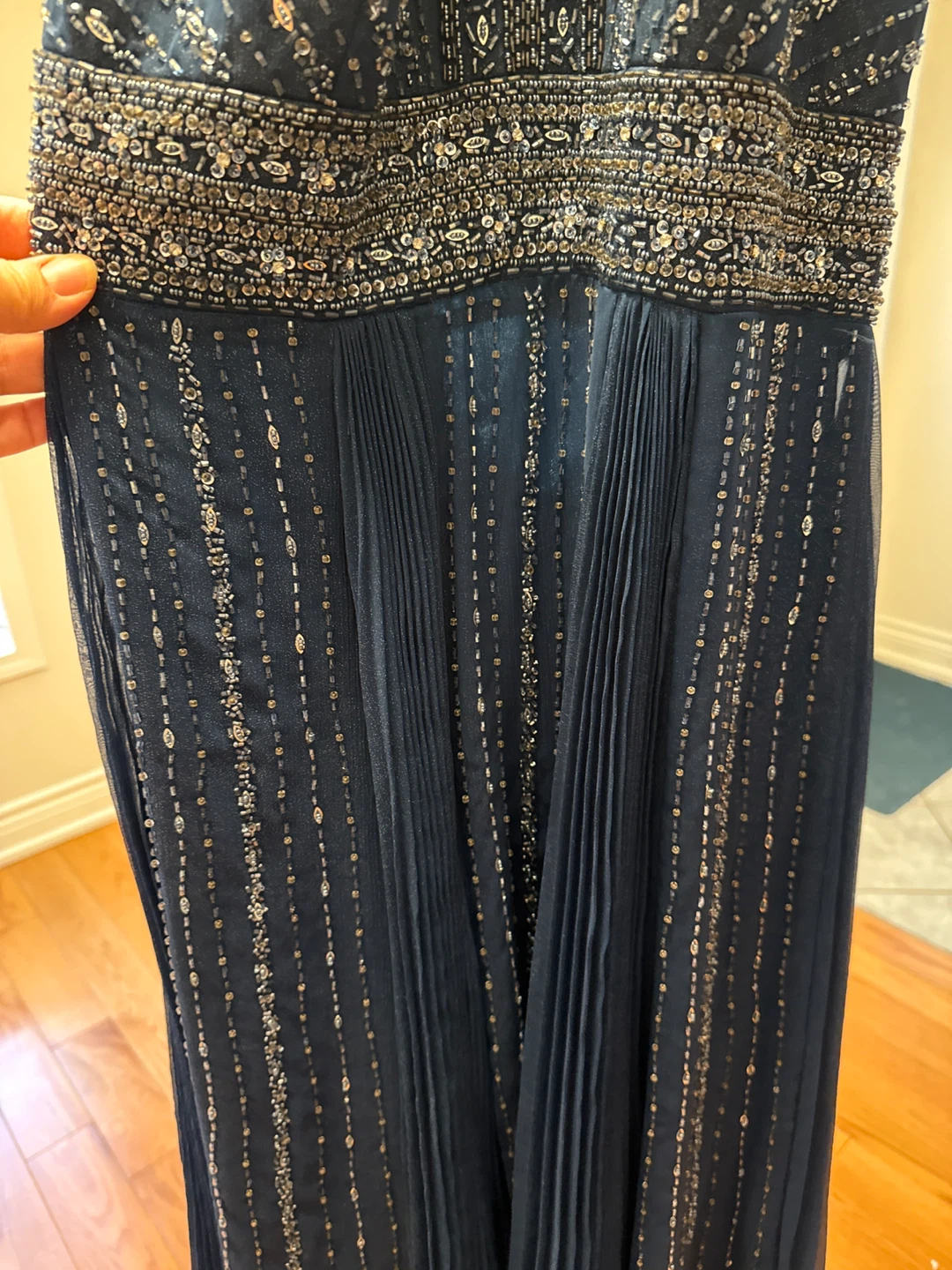 Navy Beaded Halter Neck Dress - photo 3