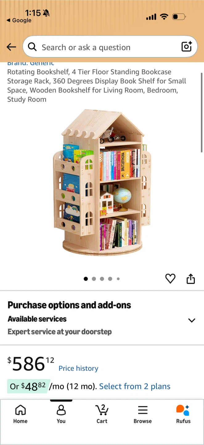 Wooden 4 Tier Rotating Bookshelf - photo 2