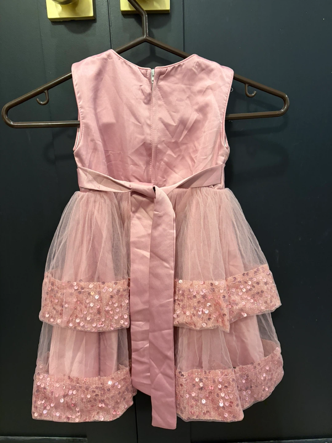Pink Sequin Party Dress with Bow - photo 2