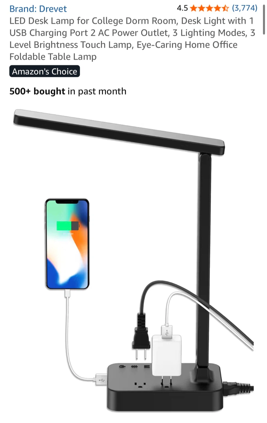 Drevét LED Desk Lamp with USB Charging - photo 2