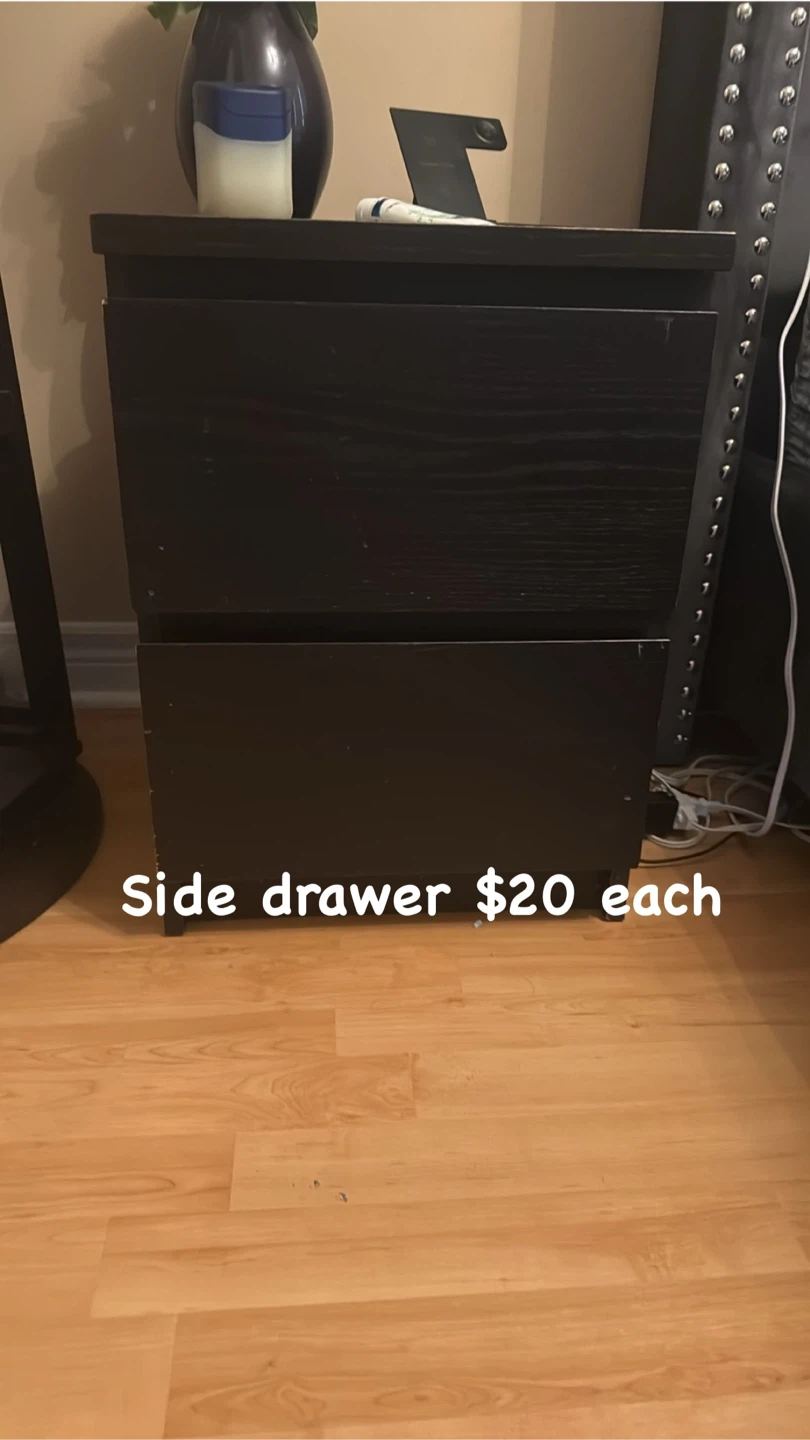 Black 2-Drawer Side Drawer Unit