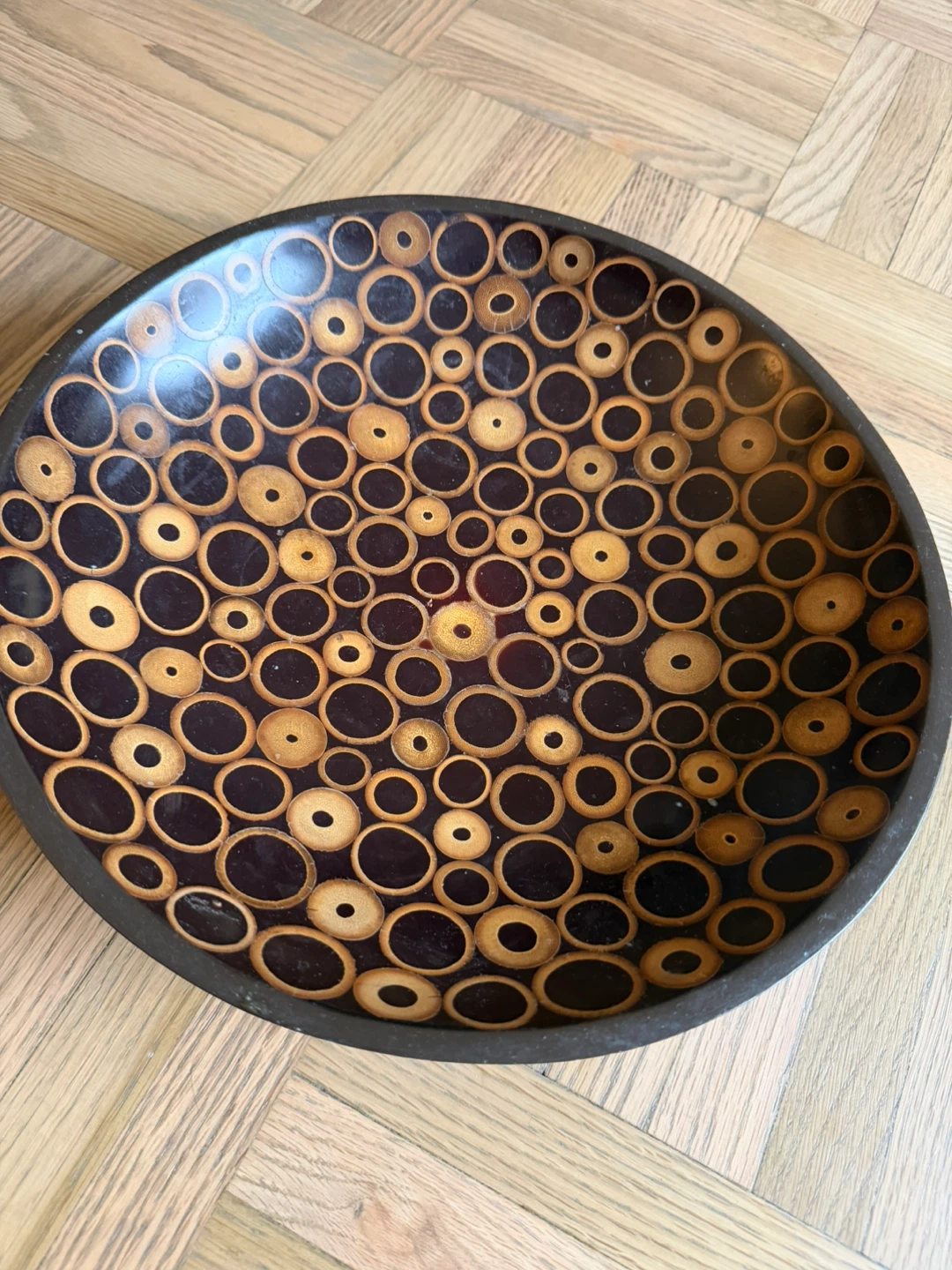 Decorative Round Bowl with Bamboo Pattern