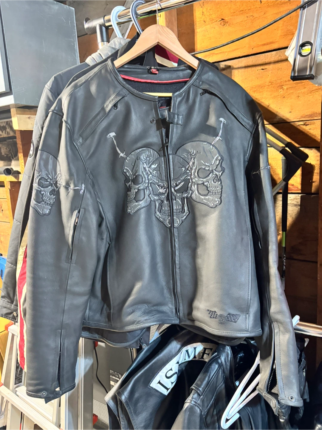 First Racing Leather Motorcycle Jacket XL Skull Design - photo 3