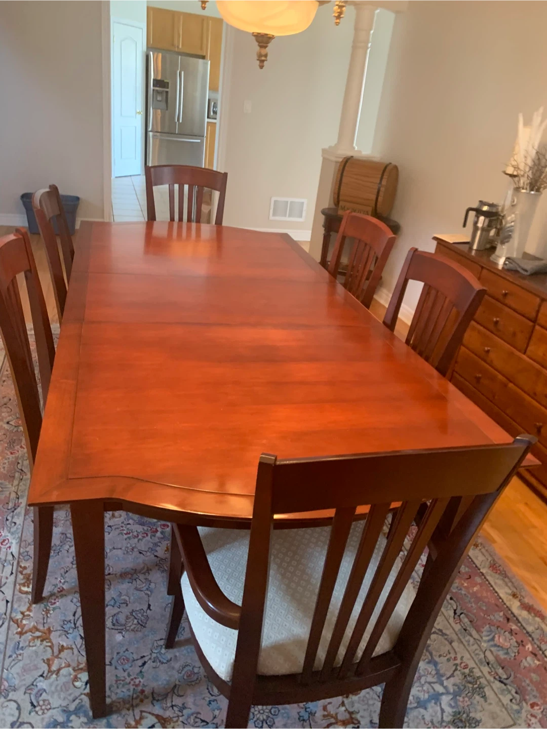 Wooden Dining Table and Chairs Set with Hutch - photo 2