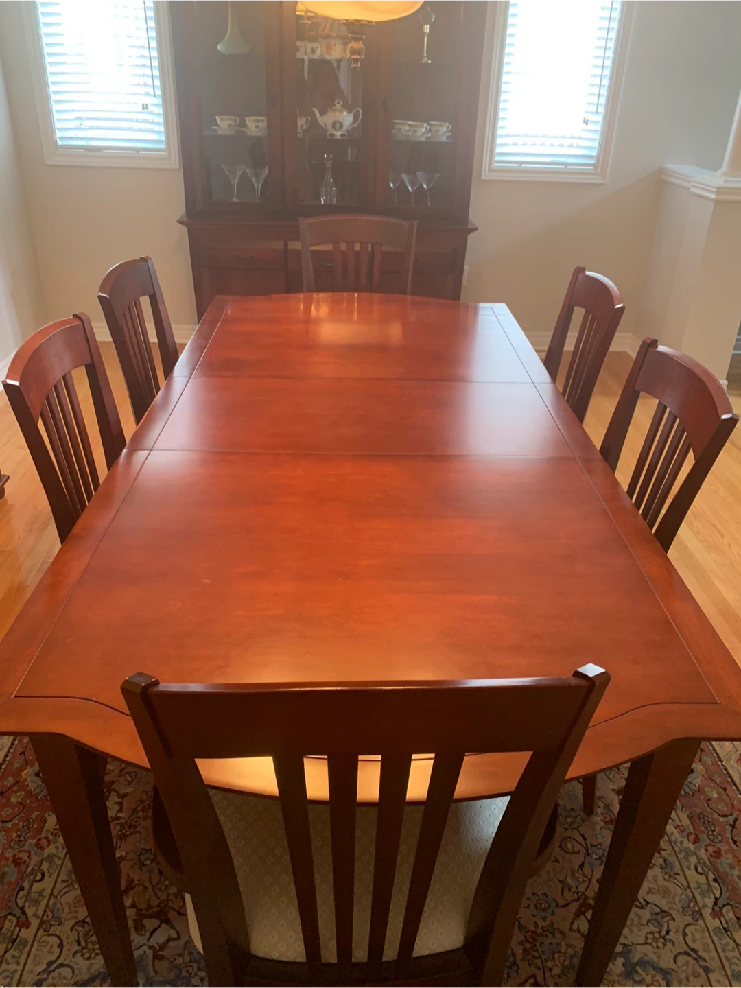 Wooden Dining Table and Chairs Set with Hutch - photo 4