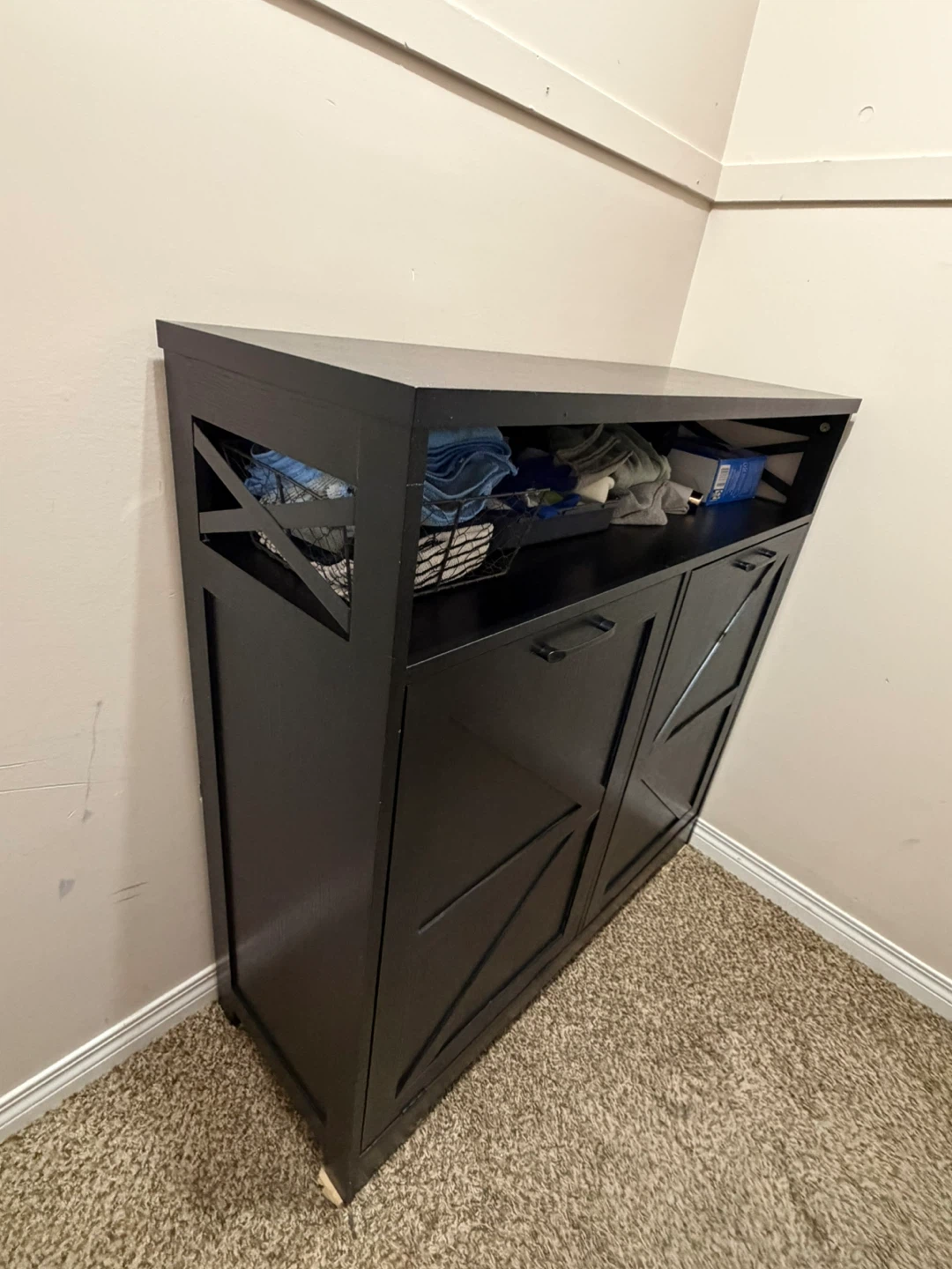 Black Double Door Trash Bin Cabinet - photo 2