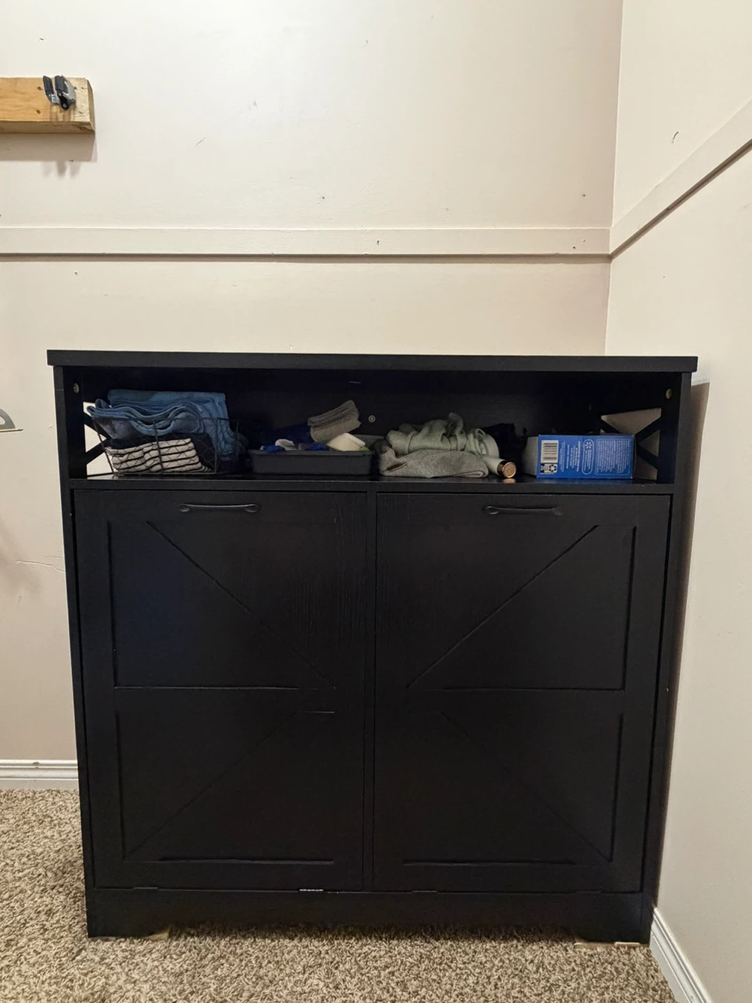 Black Double Door Trash Bin Cabinet - photo 4