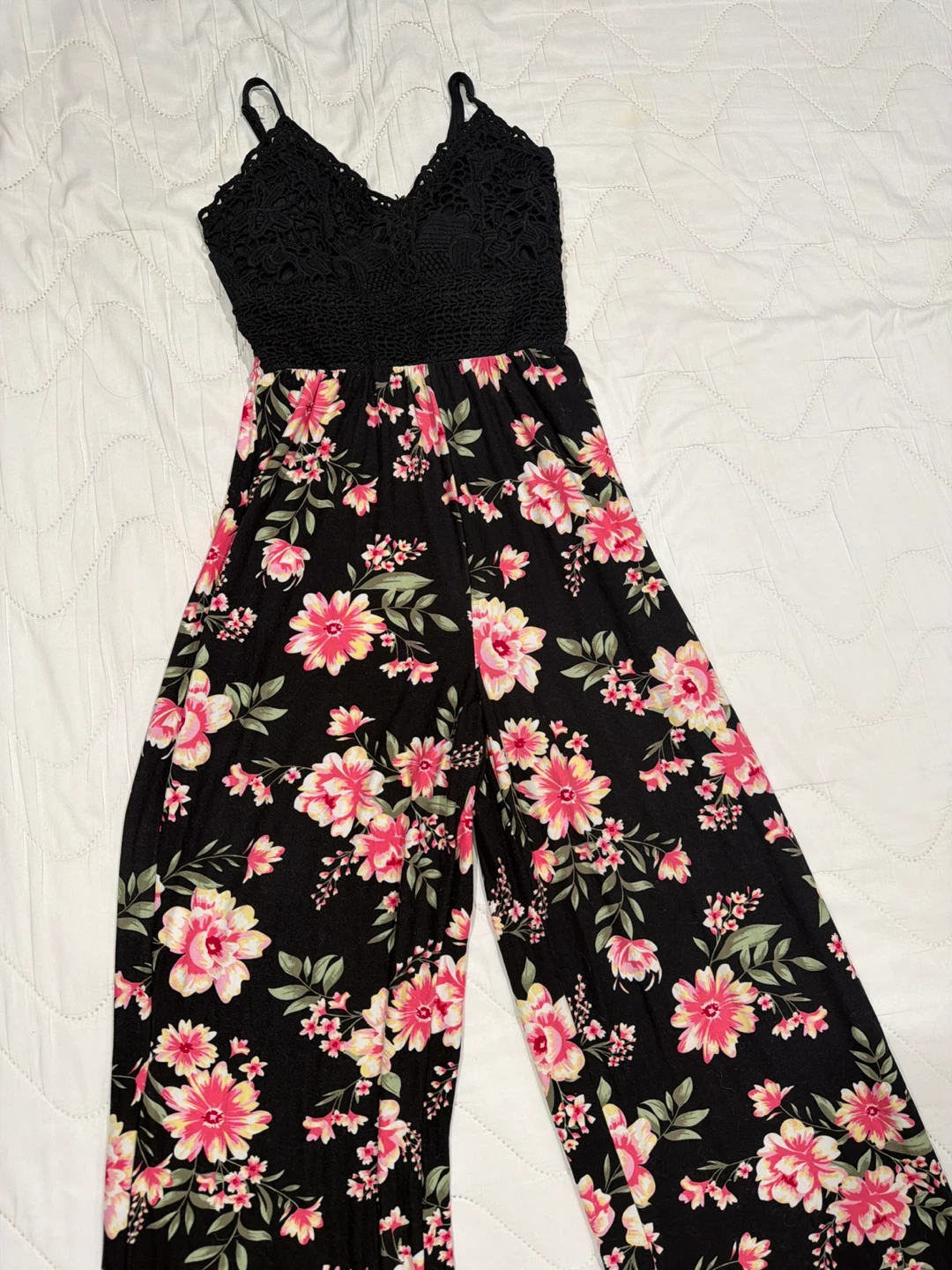 Derek Heart Black Floral Jumpsuit Size M