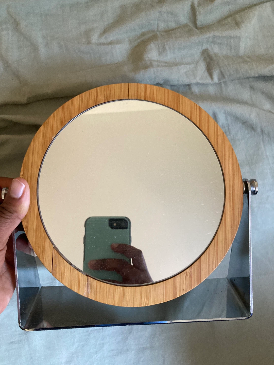 FREE Round Bamboo and Metal Vanity Mirror