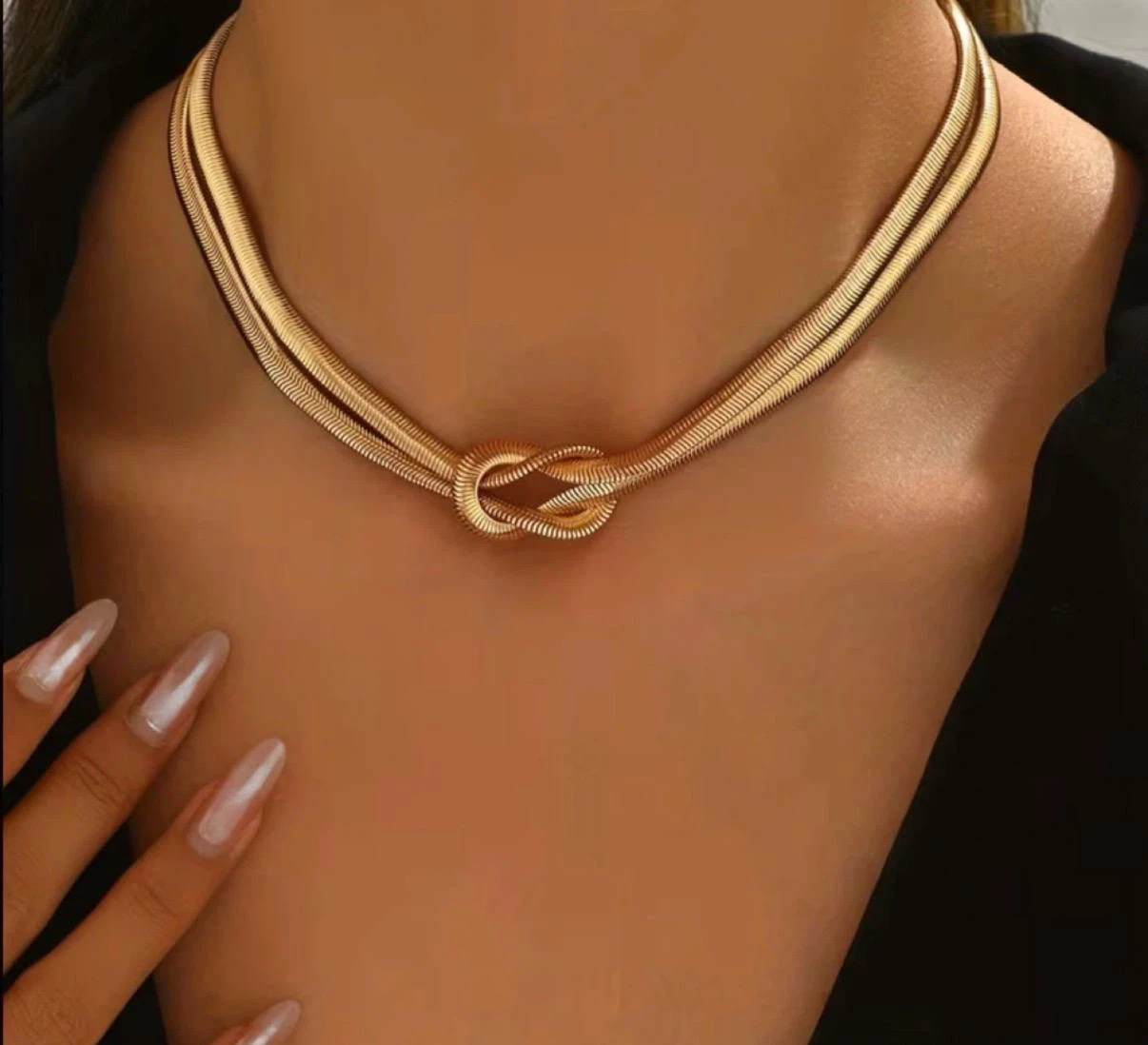 Double layer chain knot necklace