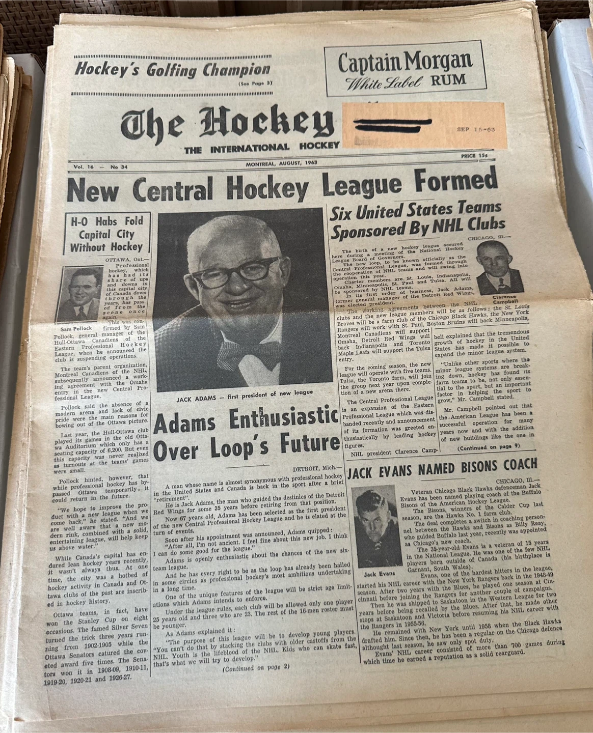 Large Vintage Collection of 1960’s, The Hockey News Newspapers - photo 3